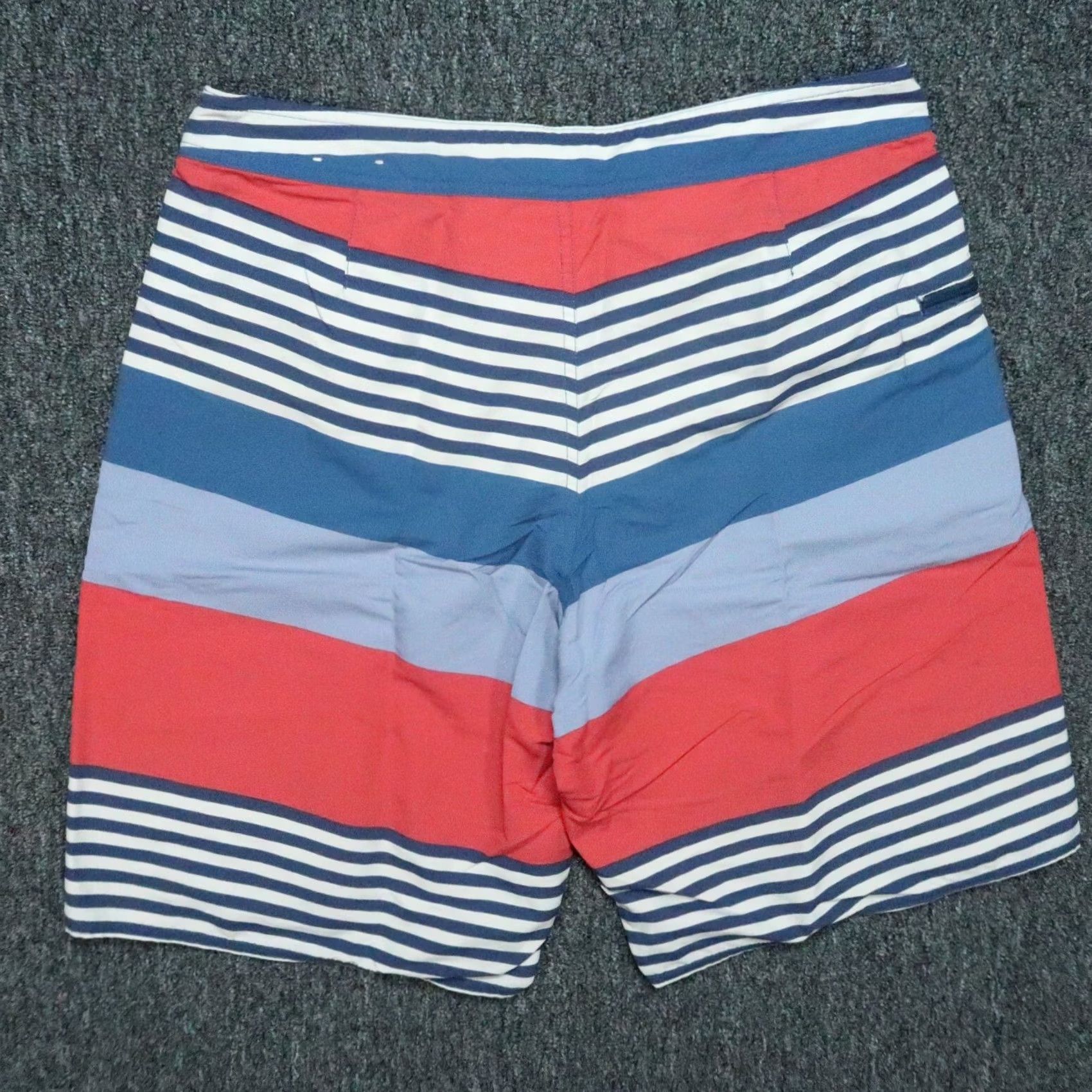 Patagonia Patagonia Board Shorts Mens 34 Blue White Red Stripe Wavefarer Zip Pocket Swim Bottoms Size US 34 / EU 50 - 5 Thumbnail