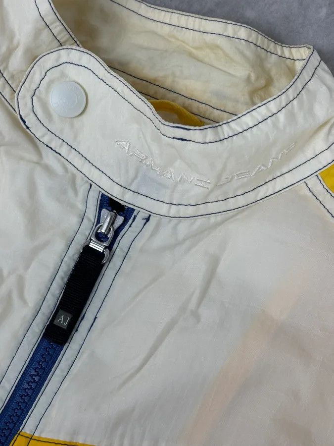 Armani 2000s Armani Cream Nylon Yellow Stripe Windbreaker Jacket Size US L / EU 52-54 / 3 - 10 Thumbnail