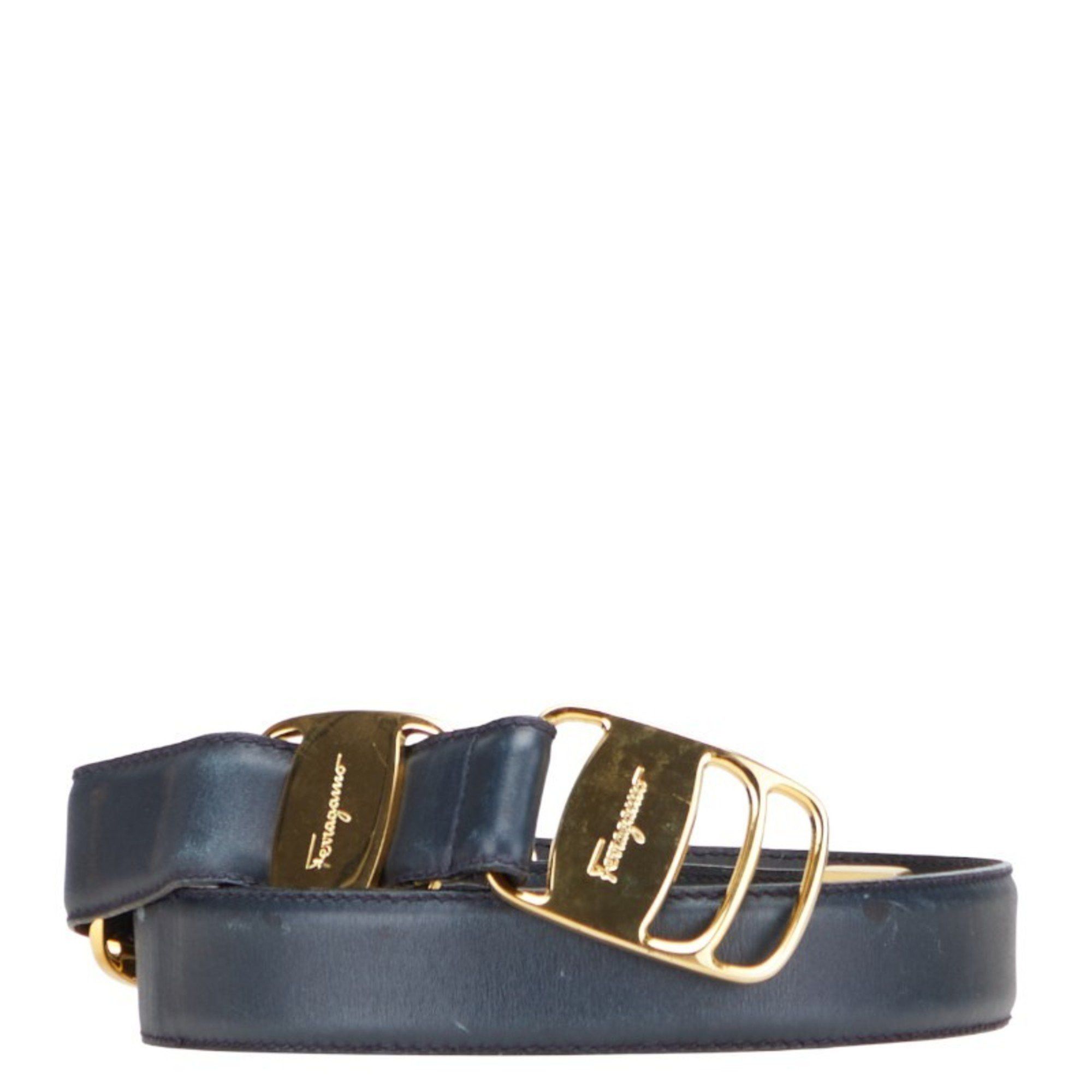 Vintage Ferragamo Small Buckle Women’s Belt FERRAGAMO Vintage Gancini Belt in Gray & Gunmetal | 100cm  main image 2