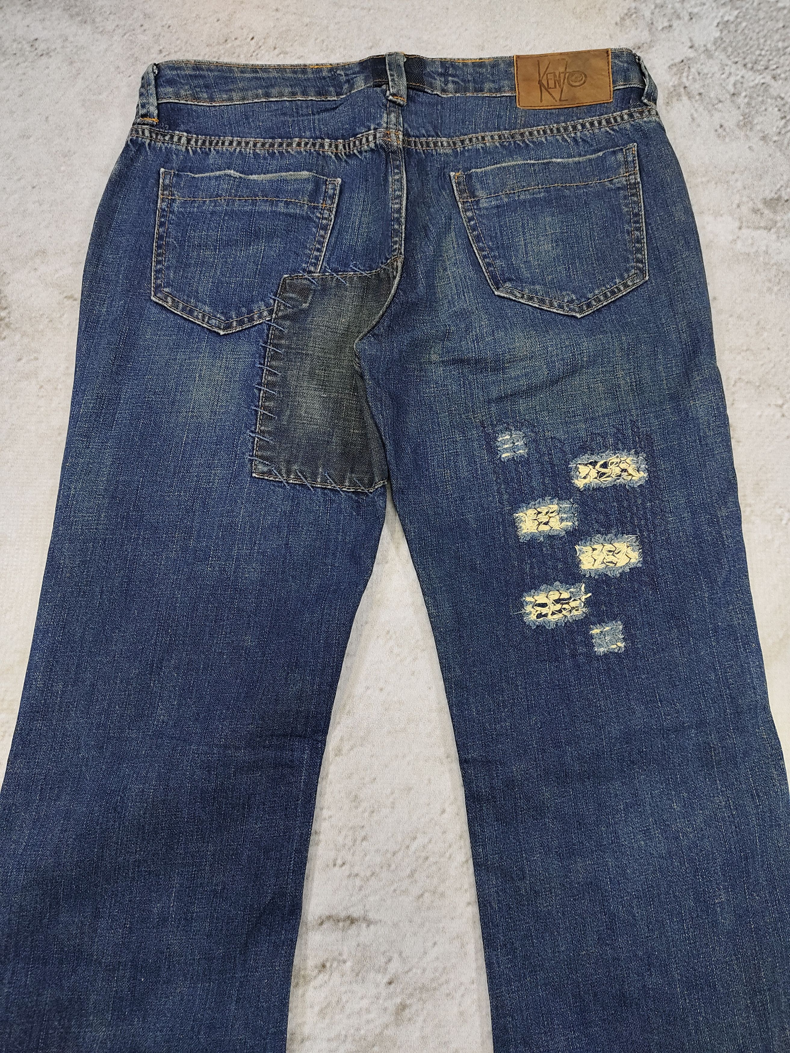 Kenzo 90s Kenzo- Grunge Patchwork Distressed Flared Denim Jeans Size 30" / US 8 / IT 44 - 4 Thumbnail