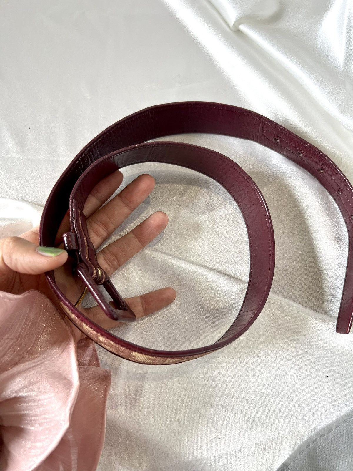 Dior Dior Leather Belt – Burgundy/Beige Monogram Size ONE SIZE - 22 Thumbnail