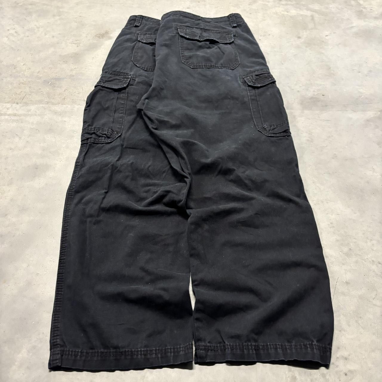 Japanese Brand × Vintage Crazy Vintage Y2K/2000s Super Baggy Solid Black Streetwear Skater Cargo Pants! Size US 44 / EU 60 - 4 Thumbnail