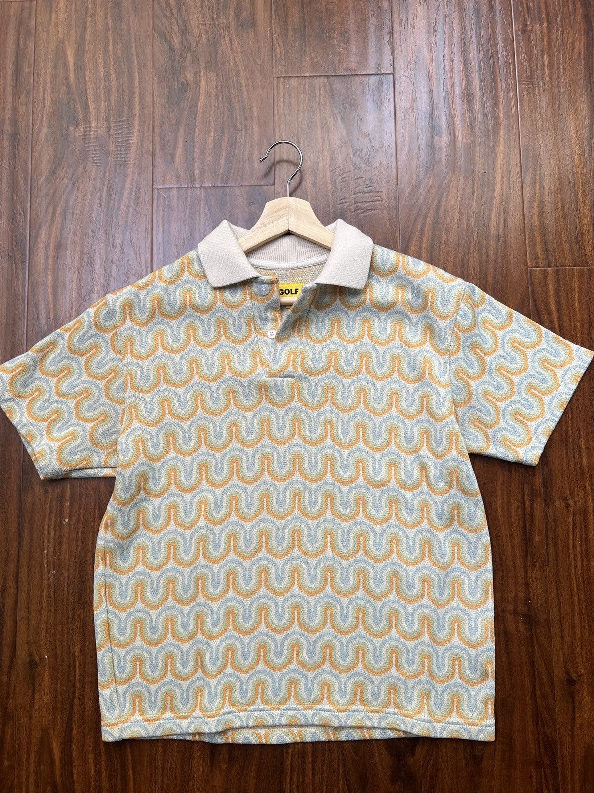 Golf le Fleur Wavy Stripe Knit Polo Pink Green Small | Grailed