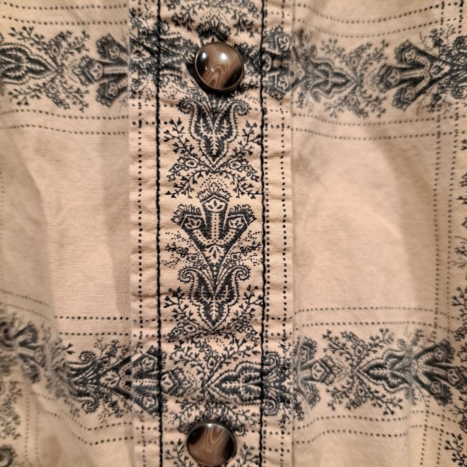 Other Southern Thread pearl snap western cowboy shirt tan men's L Size US L / EU 52-54 / 3 - 4 Thumbnail