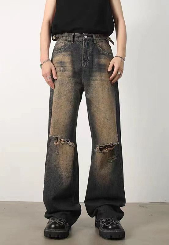 Japanese Brand × Jean Vintage washed ripped straight leg jeans Size US 32 / EU 48 - 3 Thumbnail