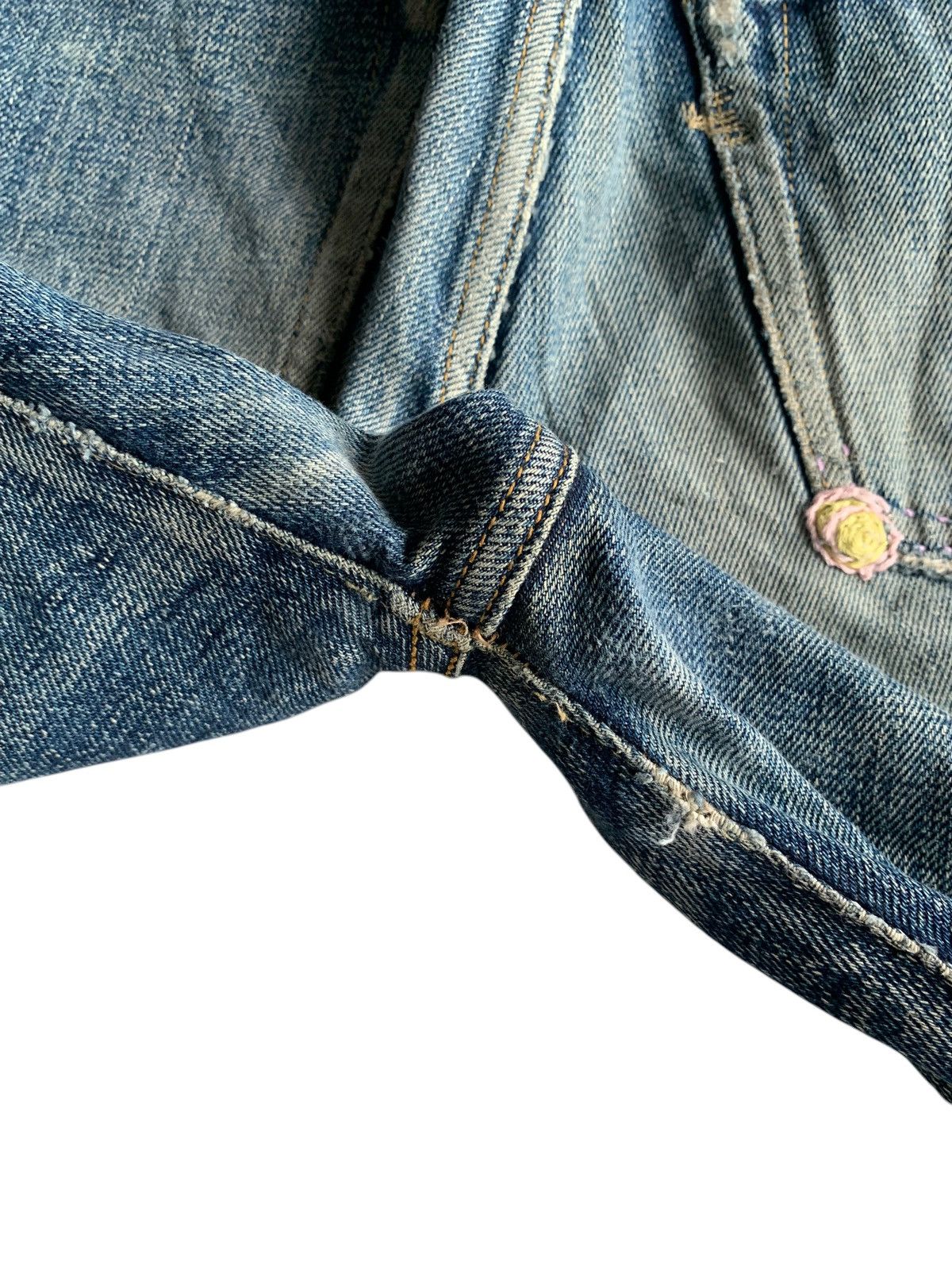 Vintage Vintage 45Rpm Selvedge Button Fly Rusty Distressed Denim Size US 27 - 17 Thumbnail