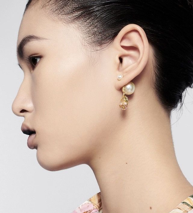 Dior DIOR TRIBALES EARRINGS Gold-Finish Metal White Resin Pearl Size ONE SIZE - 3 Thumbnail