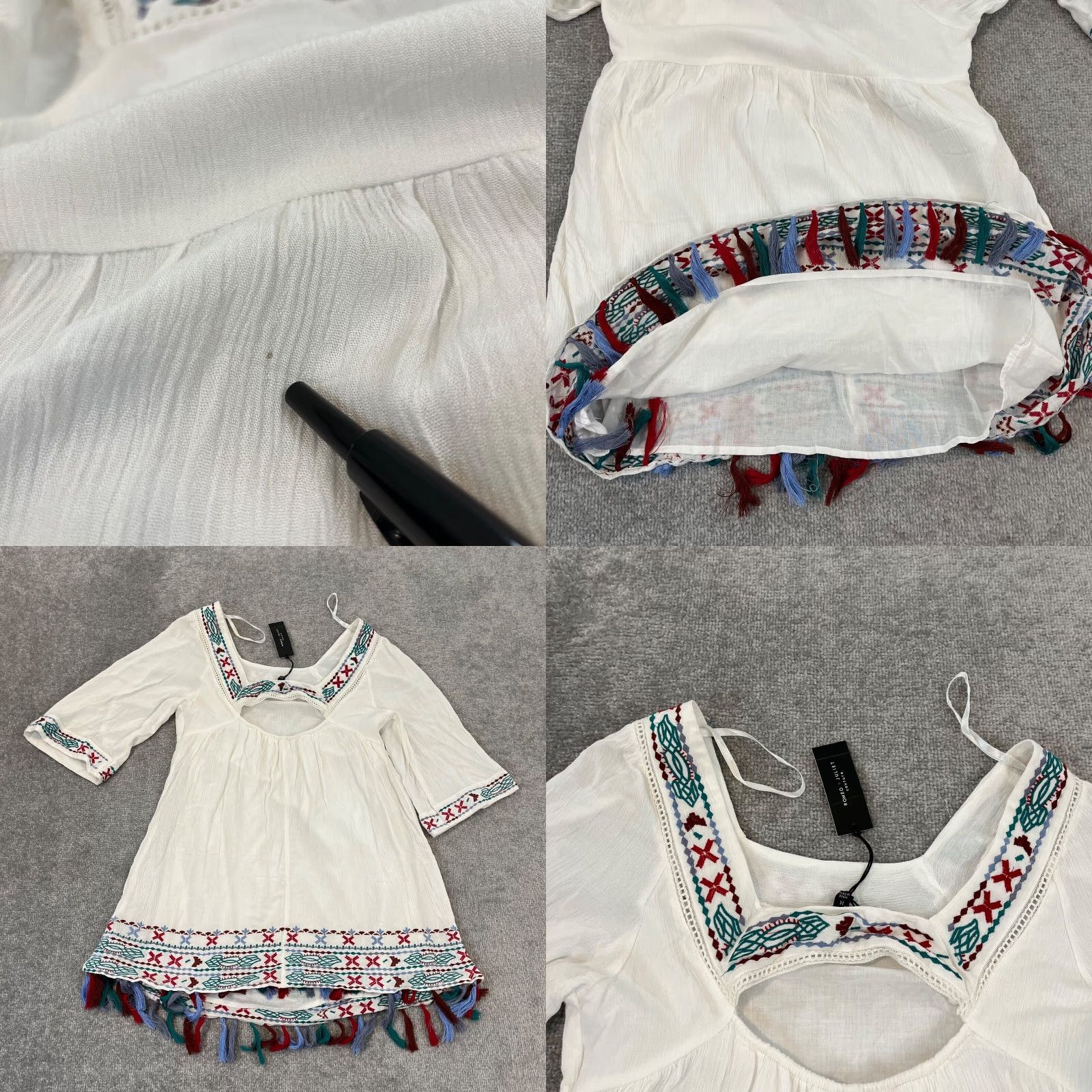 Vintage ROMEO + JULIET Dress Womens Medium White Embroidered Gauze Shift Square Neck NEW Size M / US 6-8 / IT 42-44 - 9 Thumbnail