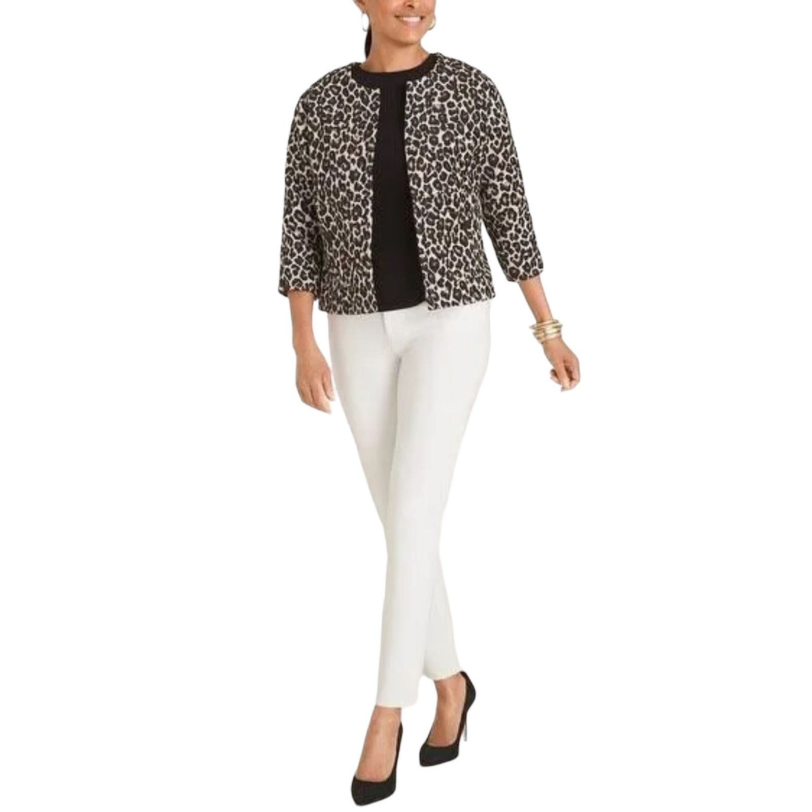 Chicos Chico’s Animal Print Jacquard Jacket Medium NWT Button Front Size M / US 6-8 / IT 42-44 - 6 Thumbnail