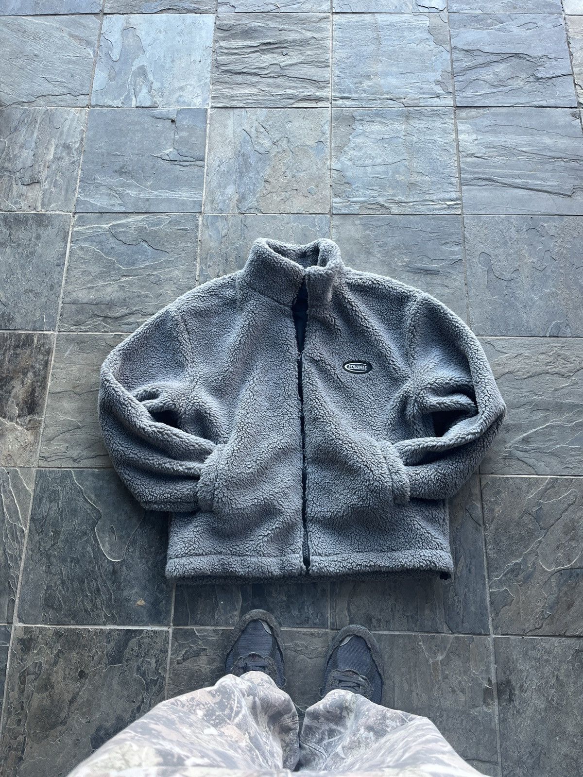 image of Light Grey Winter Fleece Streetwear Fluffy Jacket, Women's (Size Large)