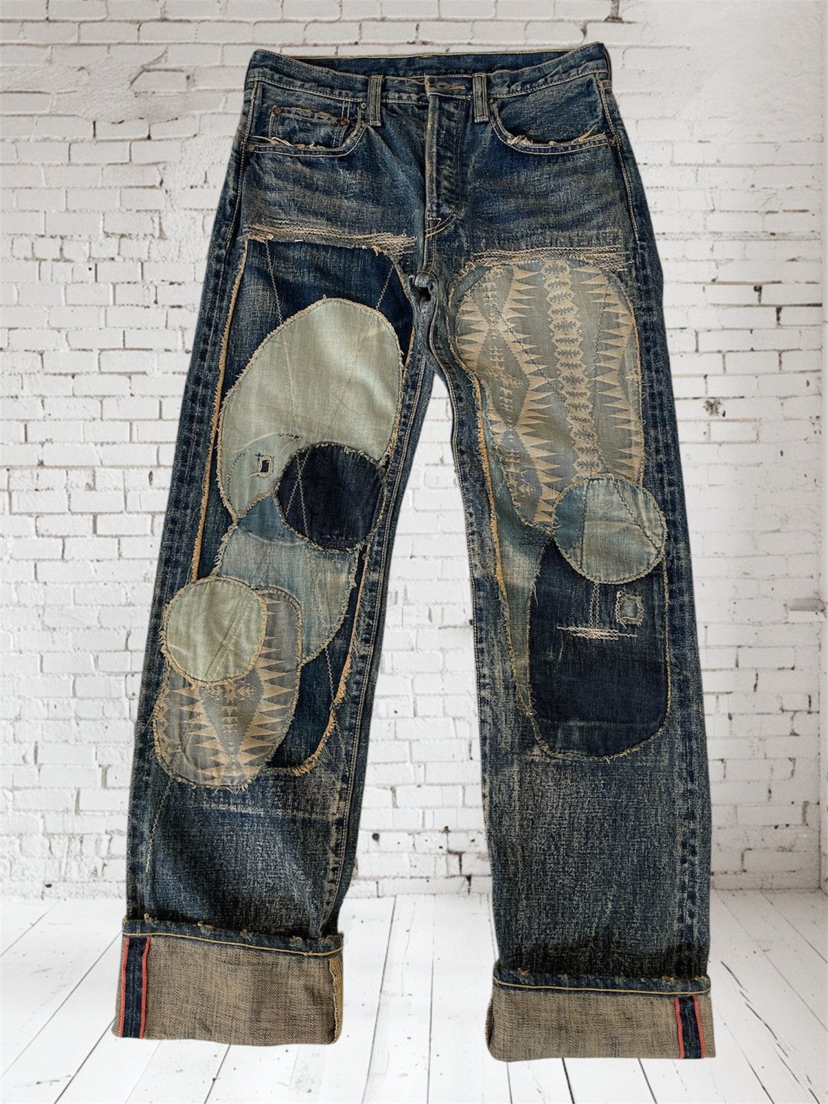 Kapital Kountry ARCHIVE🔥KAPITAL KOUNTRY🔥Shashiko Patchworks Selvedge Denim Size US 30 / EU 46 - 2 Thumbnail