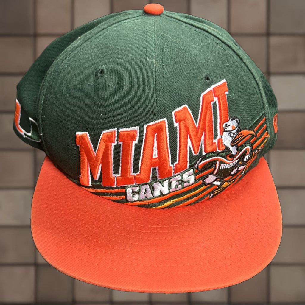New Era Vintage New Era Snap Back Miami Canes Embroidered Cap Size ONE SIZE - 1 Thumbnail