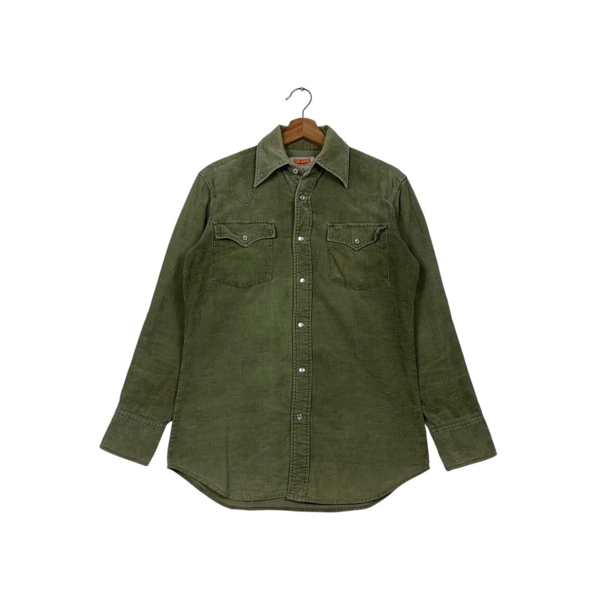 Big John 80’s BIG JOHN Green Corduroy Work Shirt Button Up #2184-C97 Size US M / EU 48-50 / 2 - 1 Thumbnail