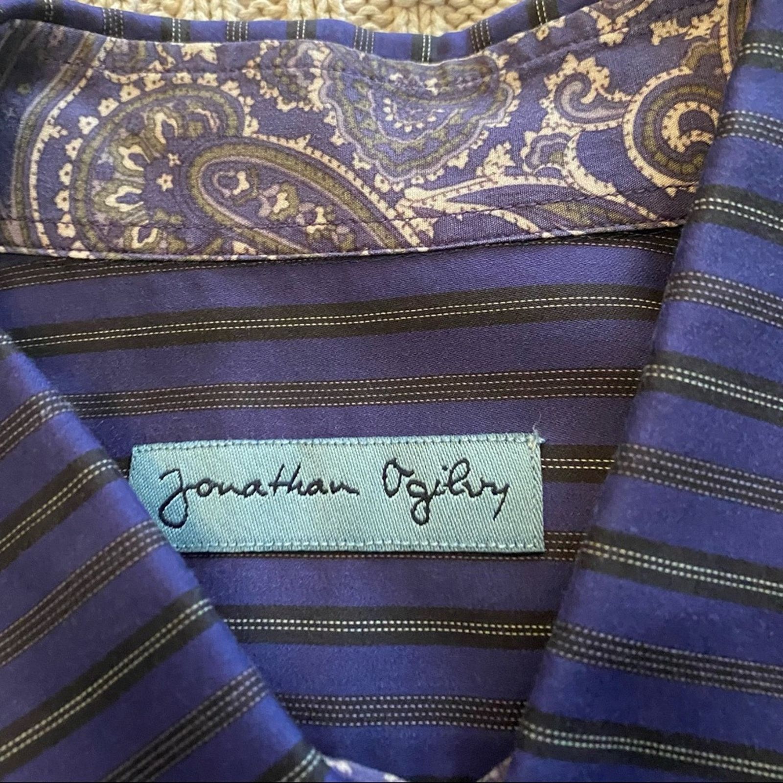Other Jonathan Ogilvy purple striped button down Size US XL / EU 56 / 4 - 5 Thumbnail