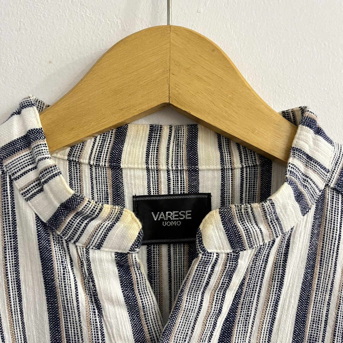 Japanese Brand Varese Uomo Striped 3/4 Sleeve Button Up Size US M / EU 48-50 / 2 - 3 Thumbnail