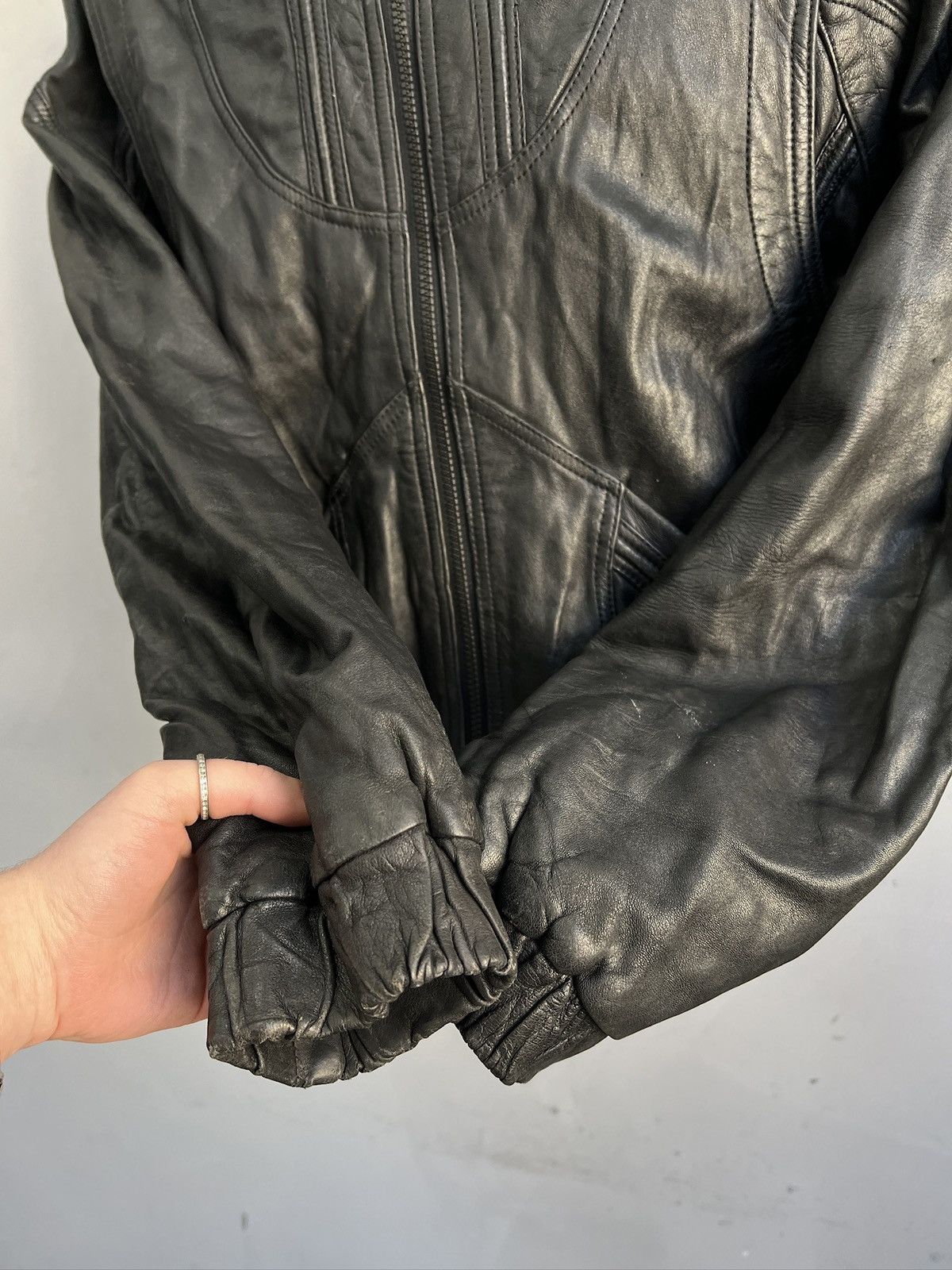 14th Addiction Black bomber avant garde leather cropped jacket y2k Size US M / EU 48-50 / 2 - 4 Thumbnail