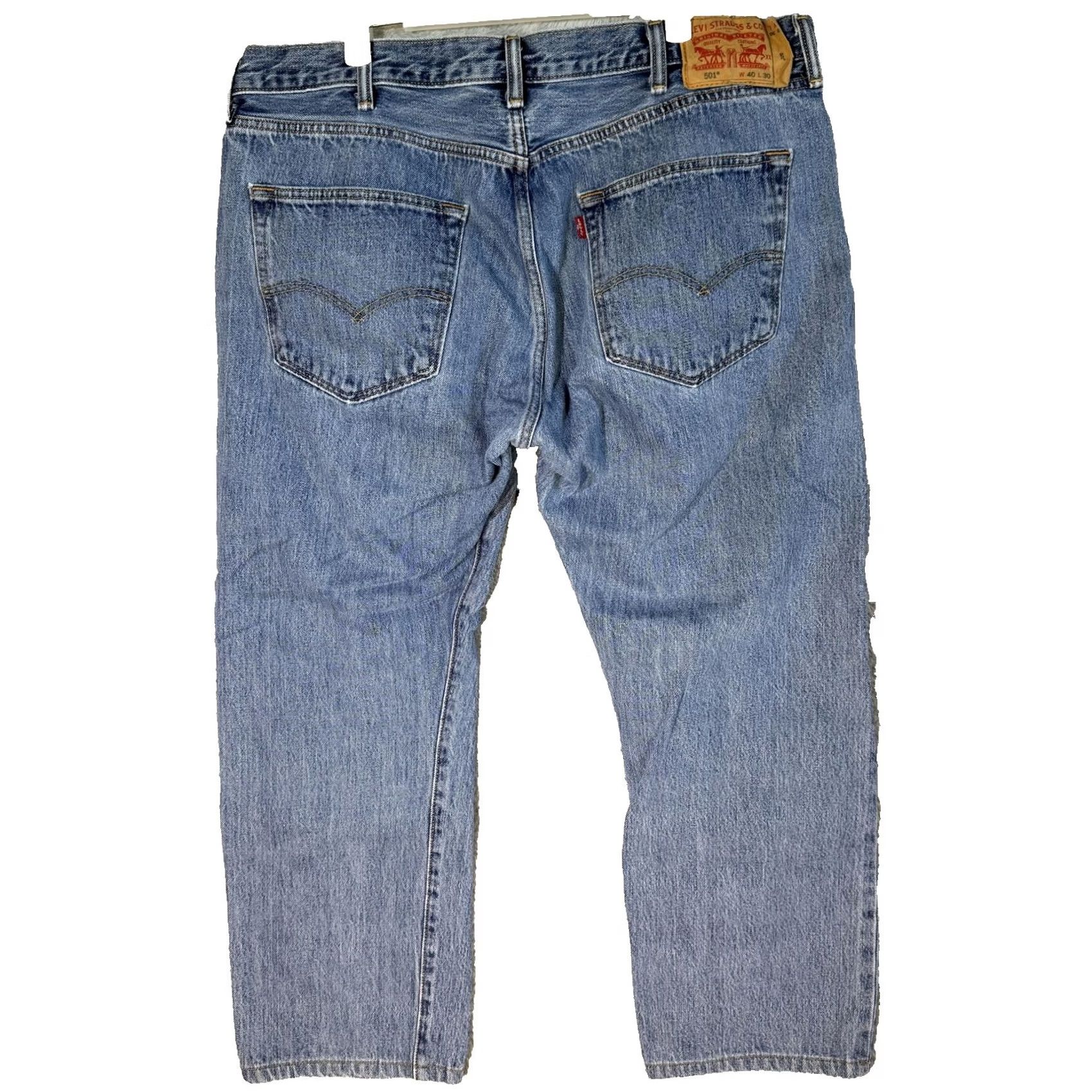 Levi's Levi's 501 Jeans Mens 40x30 Blue Denim Straight Leg Button Fly Classic Vintage 5-Pocket Regular Fit Shirt? Size US 40 / EU 56 - 2 Thumbnail