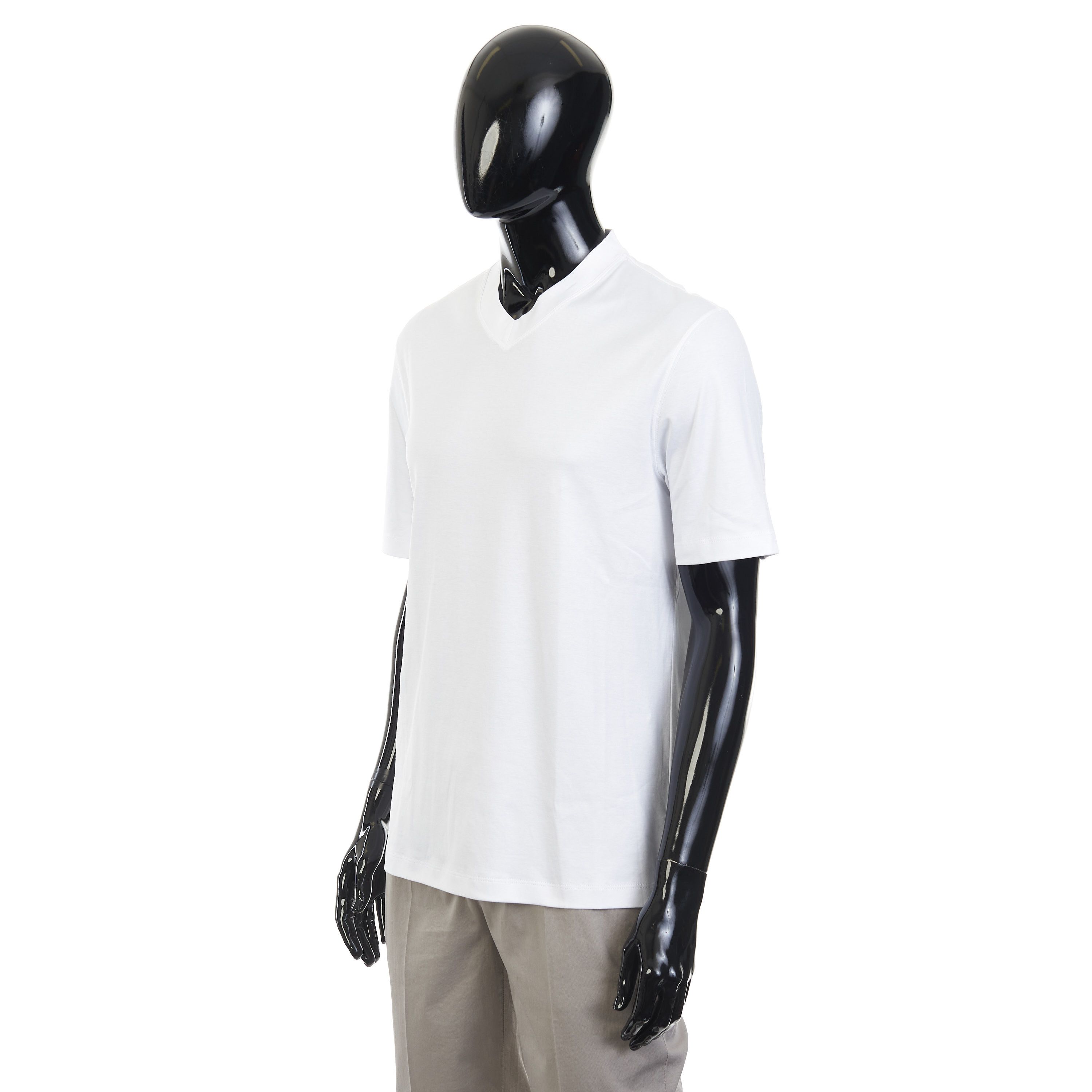 Brunello Cucinelli White Cotton Jersey V-Neck Tshirt Size 3XL Size US XXL / EU 58 / 5 - 2 Thumbnail