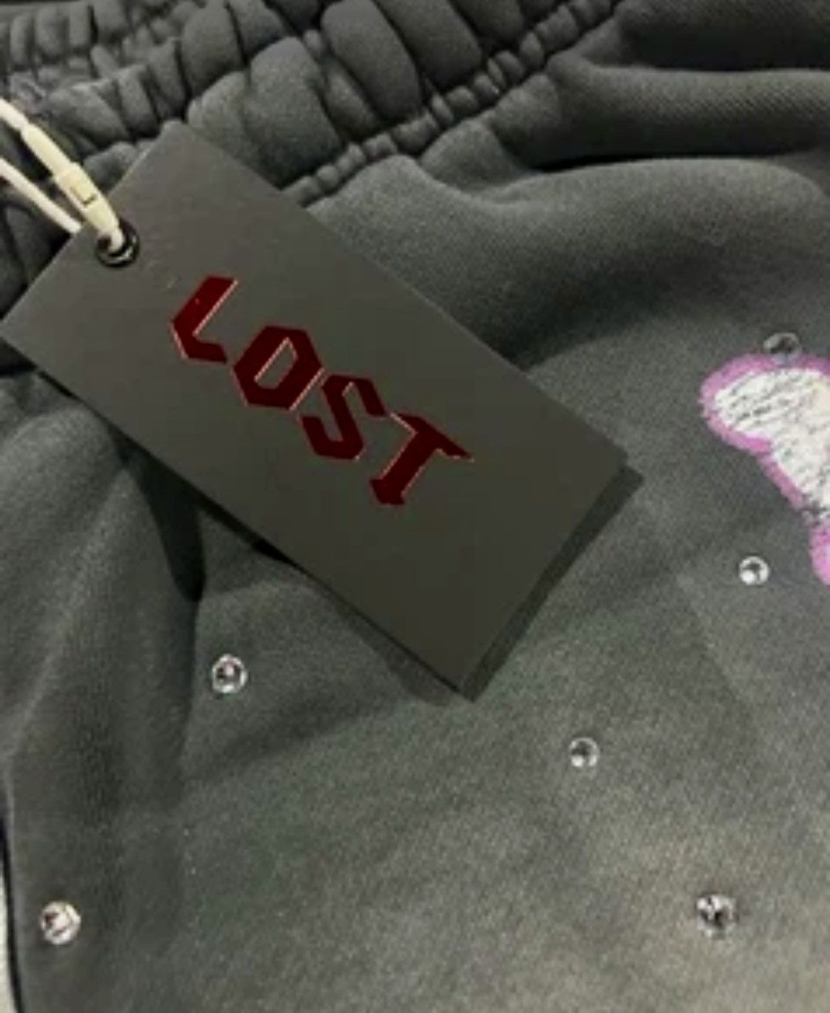 LOST INTRICACY LOST INTRICACY "Forbidden Love" Rhinestone Sweat Shorts sz L Size US 30 / EU 46 - 6 Thumbnail