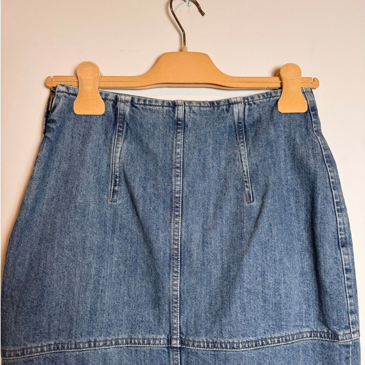 Miu Miu MIU MIU Gonna Distressed Denim Patchwork Skirt - Size 38 Size 26" / US 2 / IT 38 - 5 Thumbnail