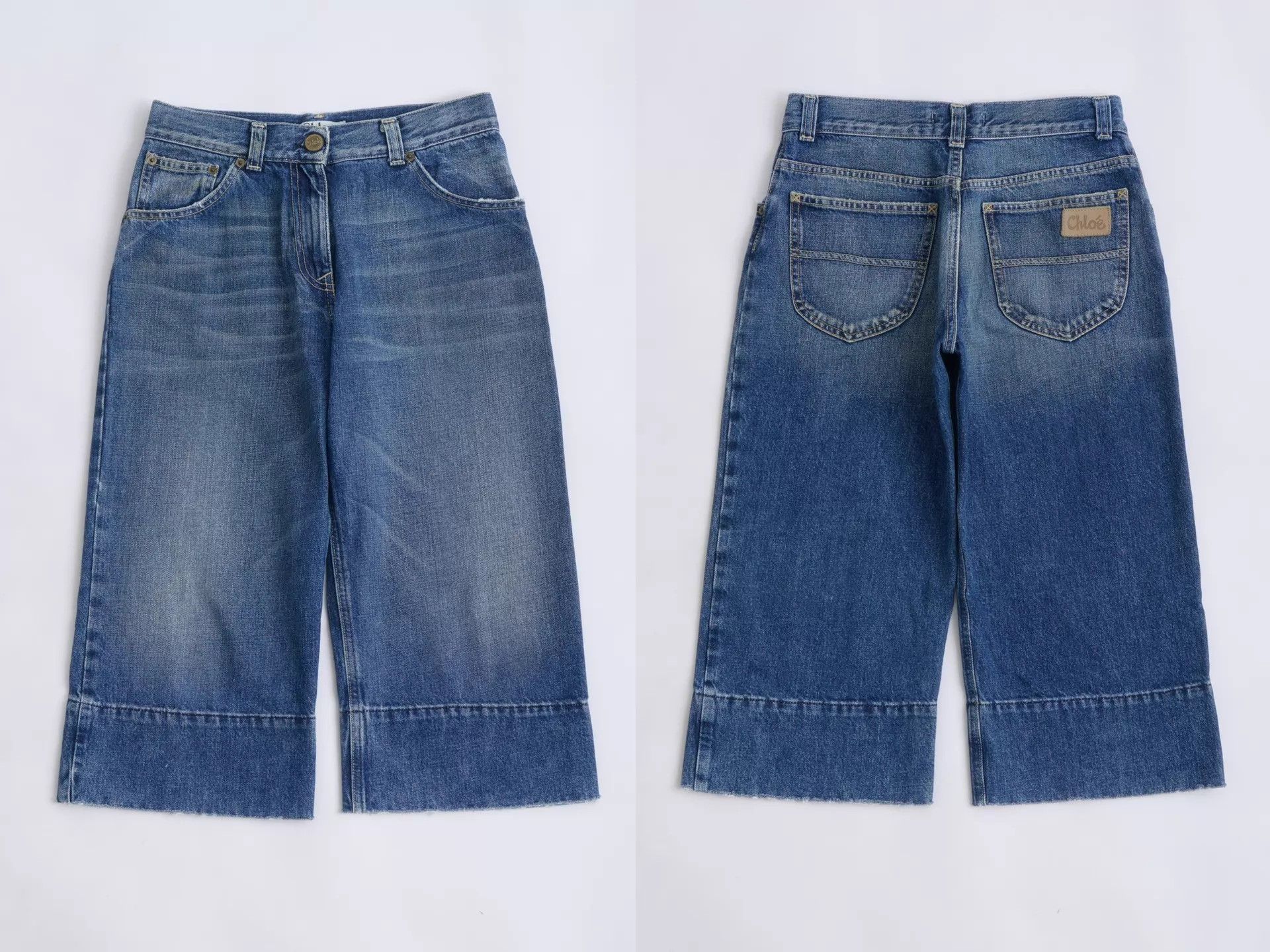 Chloe CHLOE Phoebe Philo 04ss Washed Denim Cropped Wide-Leg Pant Size 24" / US 00 / IT 34 - 7 Thumbnail