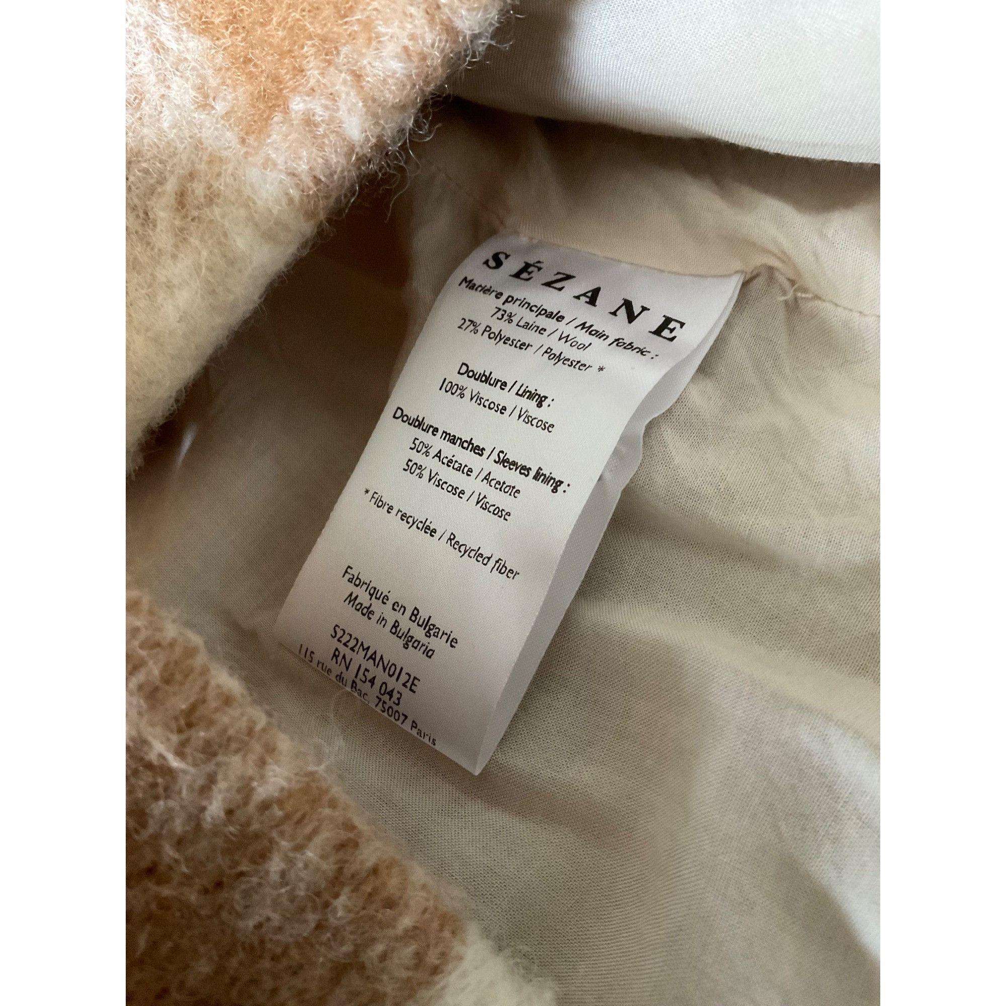 Sezane Sezane Joe coat ecru beige plaid check SZ44 US BEIGE WHITE 1 Size XL / US 12-14 / IT 48-50 - 5 Thumbnail