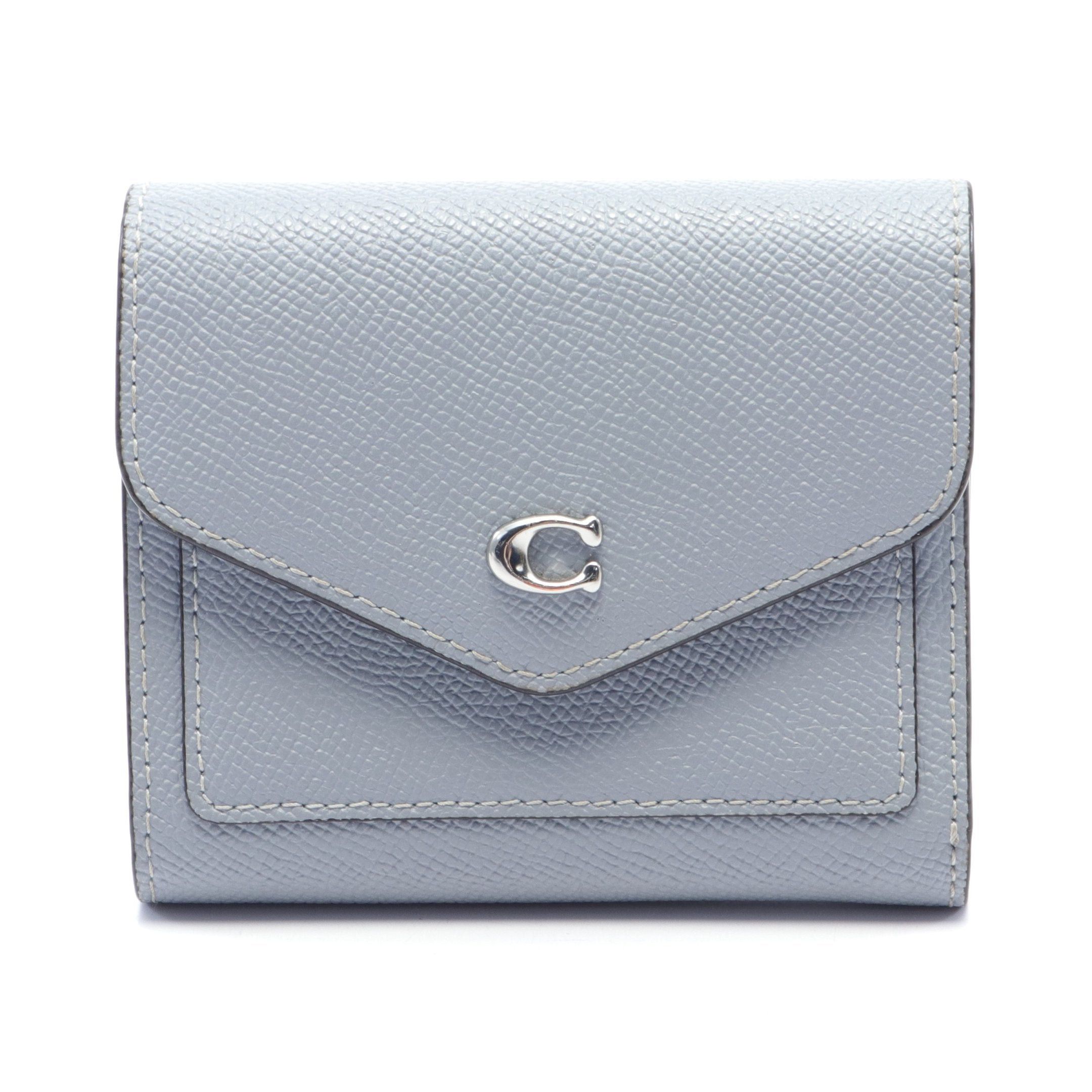 image of Coach Wyn Small Wallet Bi-Fold Wallet Leather Blue Gray in Grey, Women's