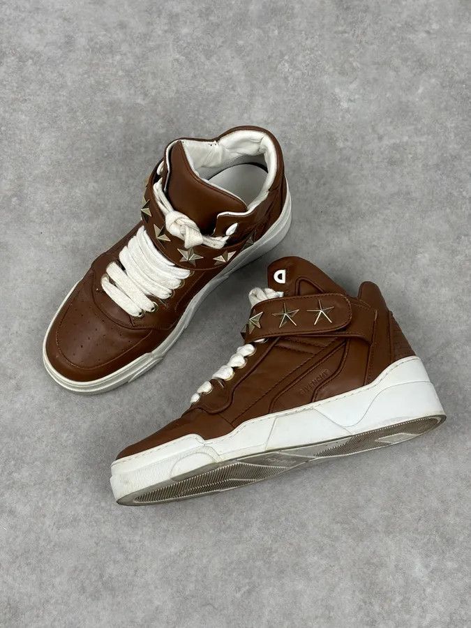 Givenchy AW2015 Givenchy Tyson Brown Leather Star High Sneakers by Riccardo Tisci Size US 7.5 / EU 40-41 - 9 Thumbnail
