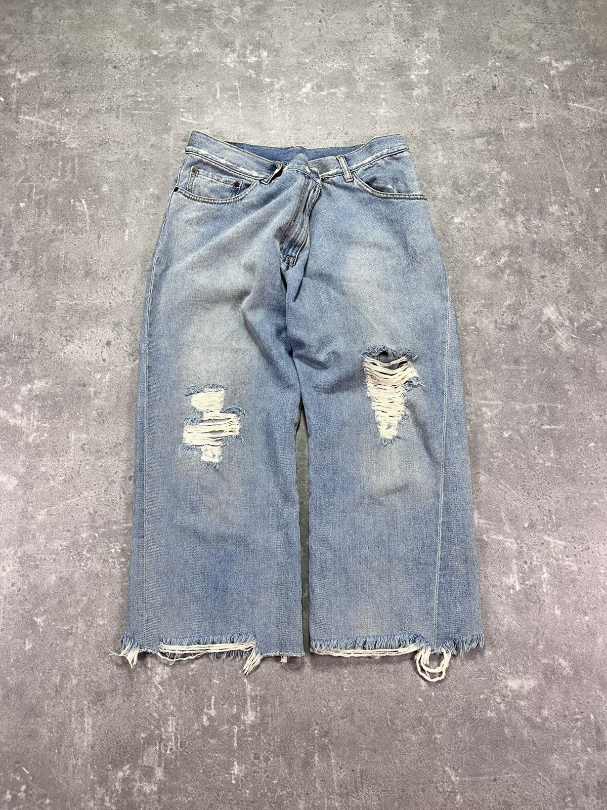 Maison Margiela SS17 MM6 Presentation Folded Cropped Flared Fit Jeans 40 Size 27" / US 4 / IT 40 - 2 Thumbnail