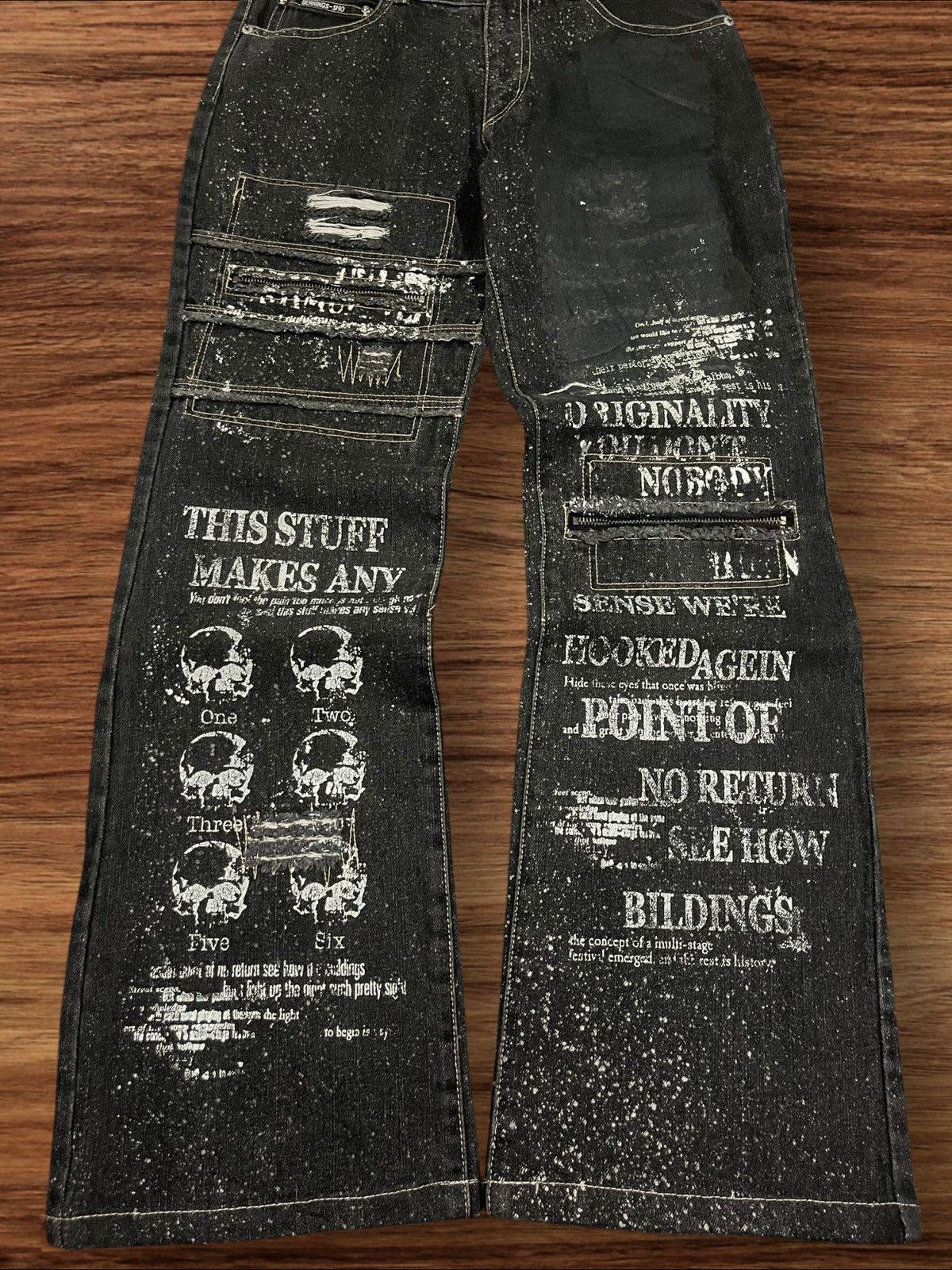 If Six Was Nine Vintage Japan Bernings Sho Skeleton Astronomical Flare Jeans Size US 28 / EU 44 - 8 Thumbnail