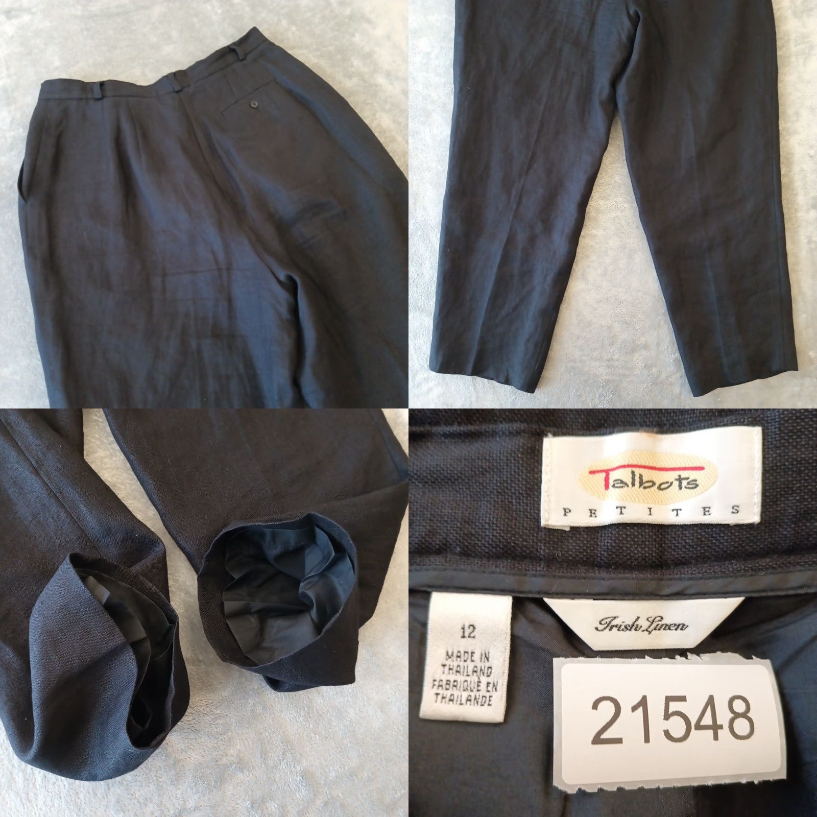 Talbots Talbots Petites Dress Pants Womens 12P Black Linen Pleated Lined Iron Free Flat Front 28in Inseam Straight Leg Pockets Dress Pants Womens Girls Mens? Size 34" / US 12 / IT 48 - 8 Thumbnail