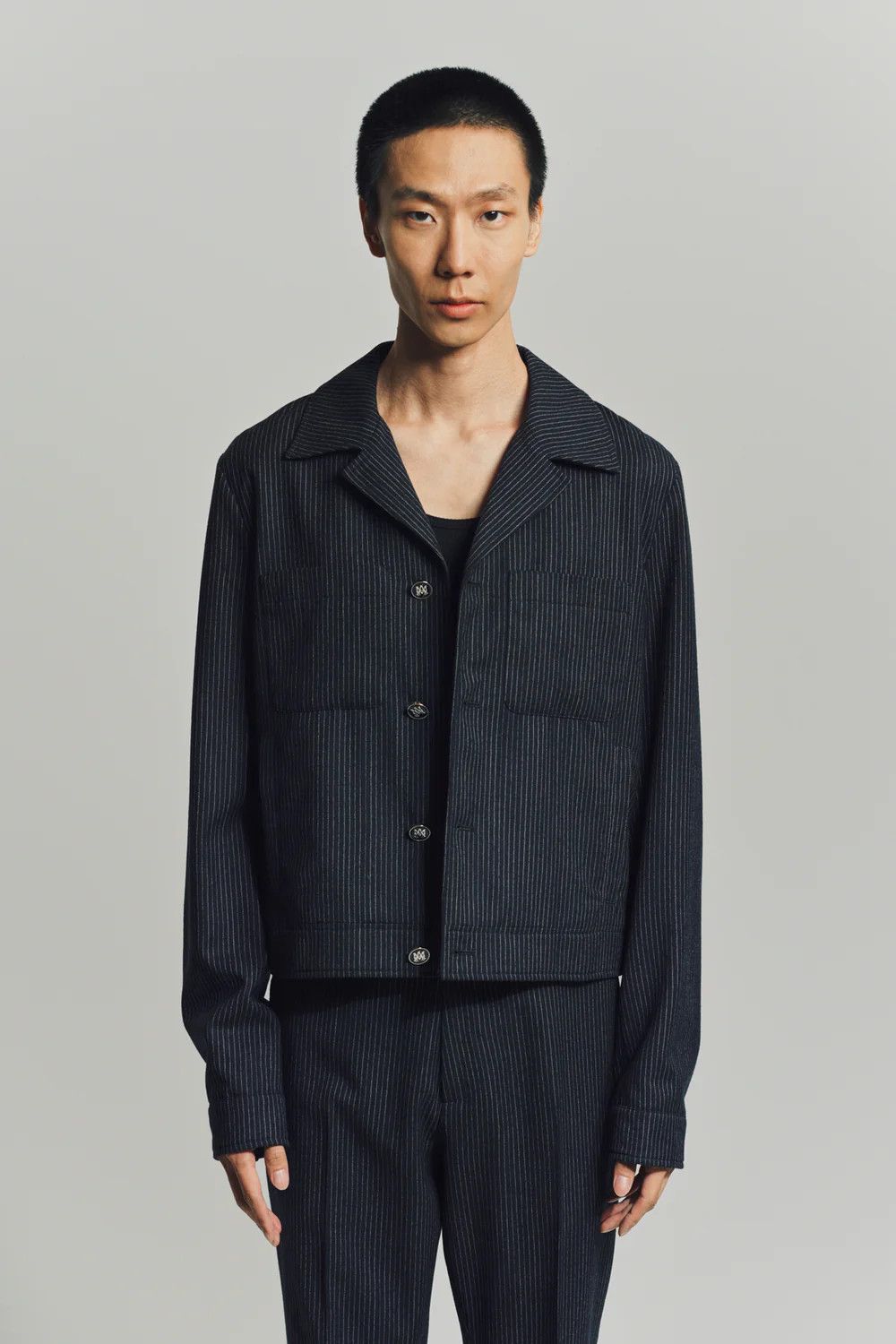 Amiri oc11z0126 Pinstripe Cadet Jacket in Black Size US M / EU 48-50 / 2 - 1 Thumbnail