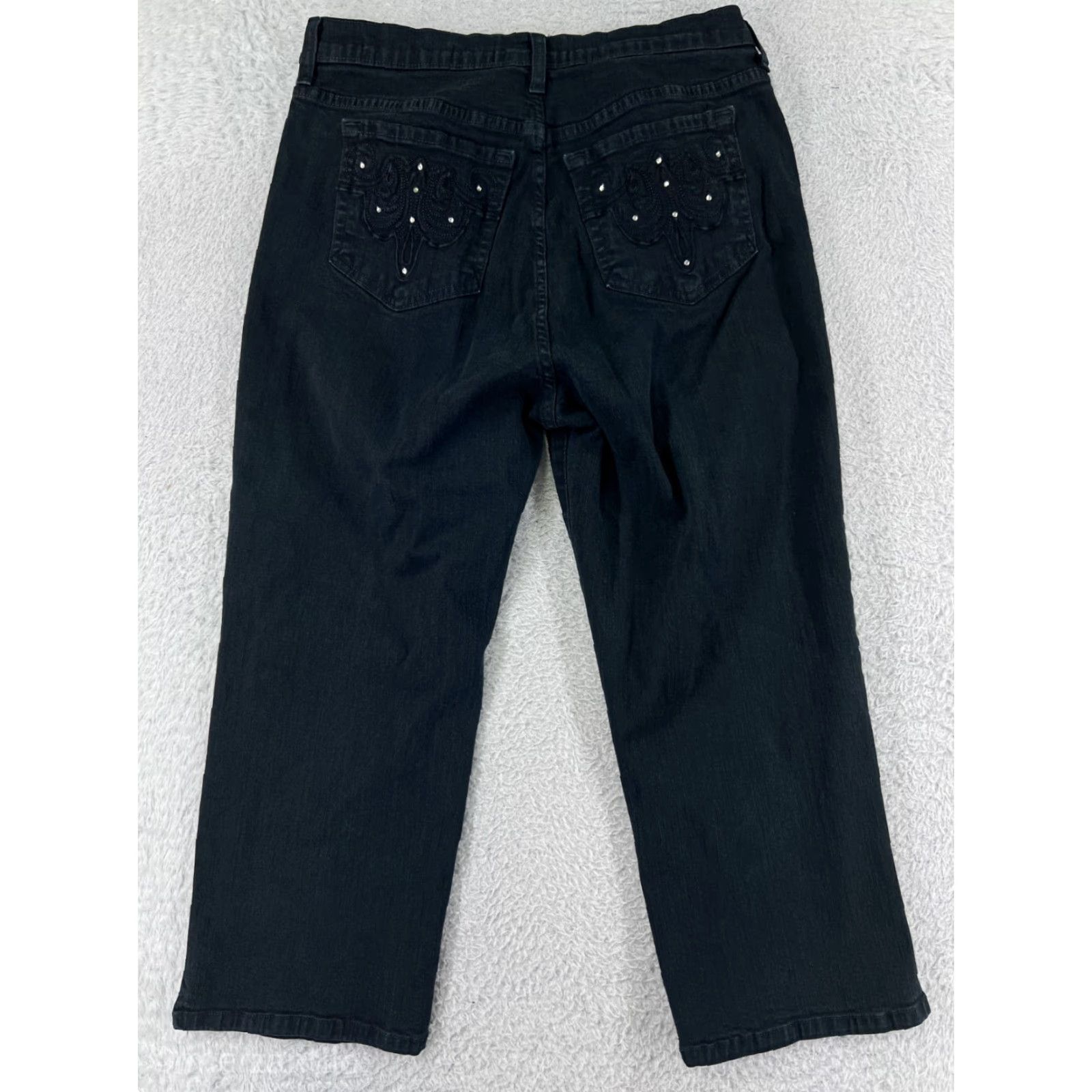 NYDJ NYDJ Jeans Womens 10 Black Denim Capri Cotton Made USA Size 32" / US 10 / IT 46 - 2 Thumbnail