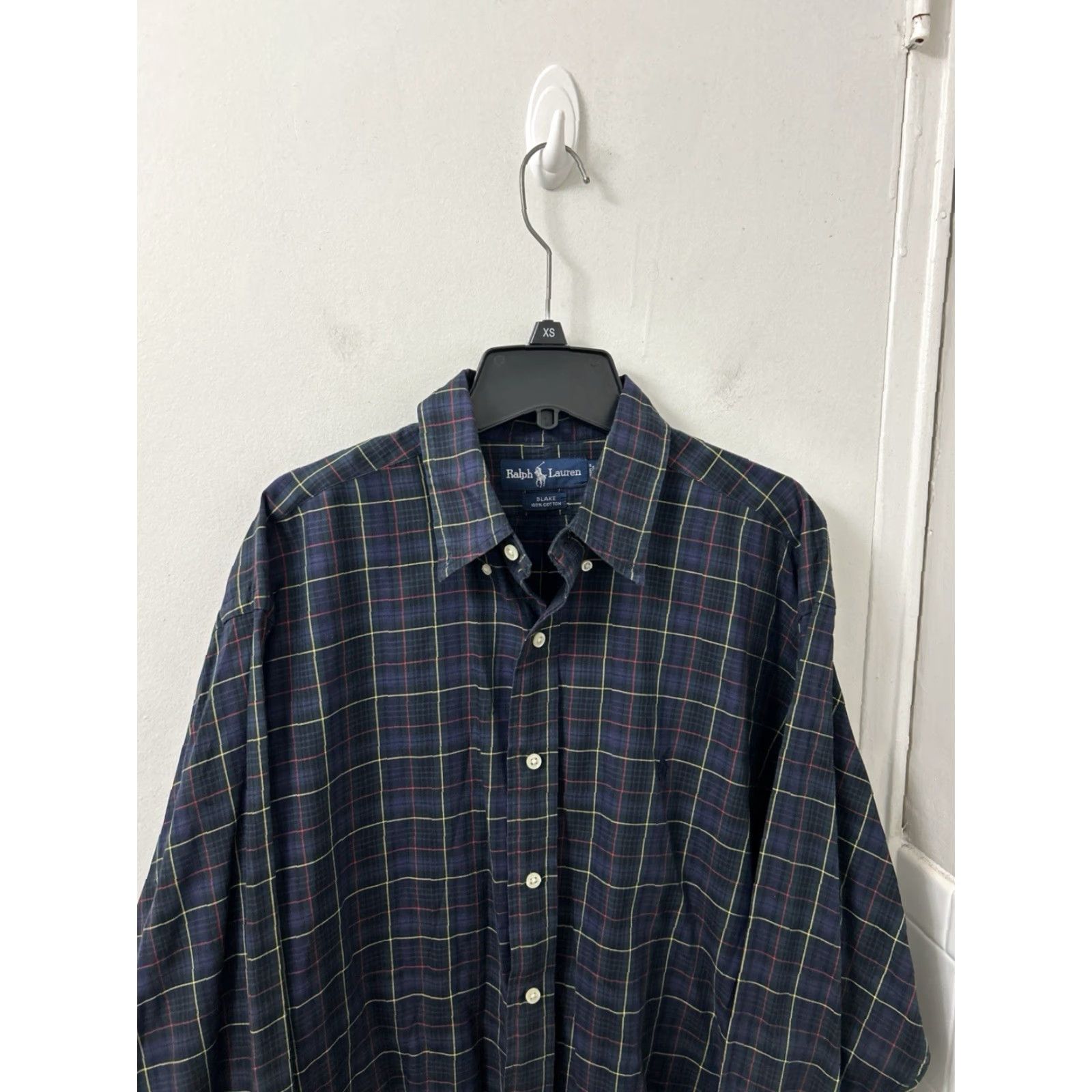Ralph Lauren VINTAGE Ralph Lauren Blake Shirt Mens Large Navy Blue Plaid Cotton Button Down L/S Size US L / EU 52-54 / 3 - 2 Thumbnail