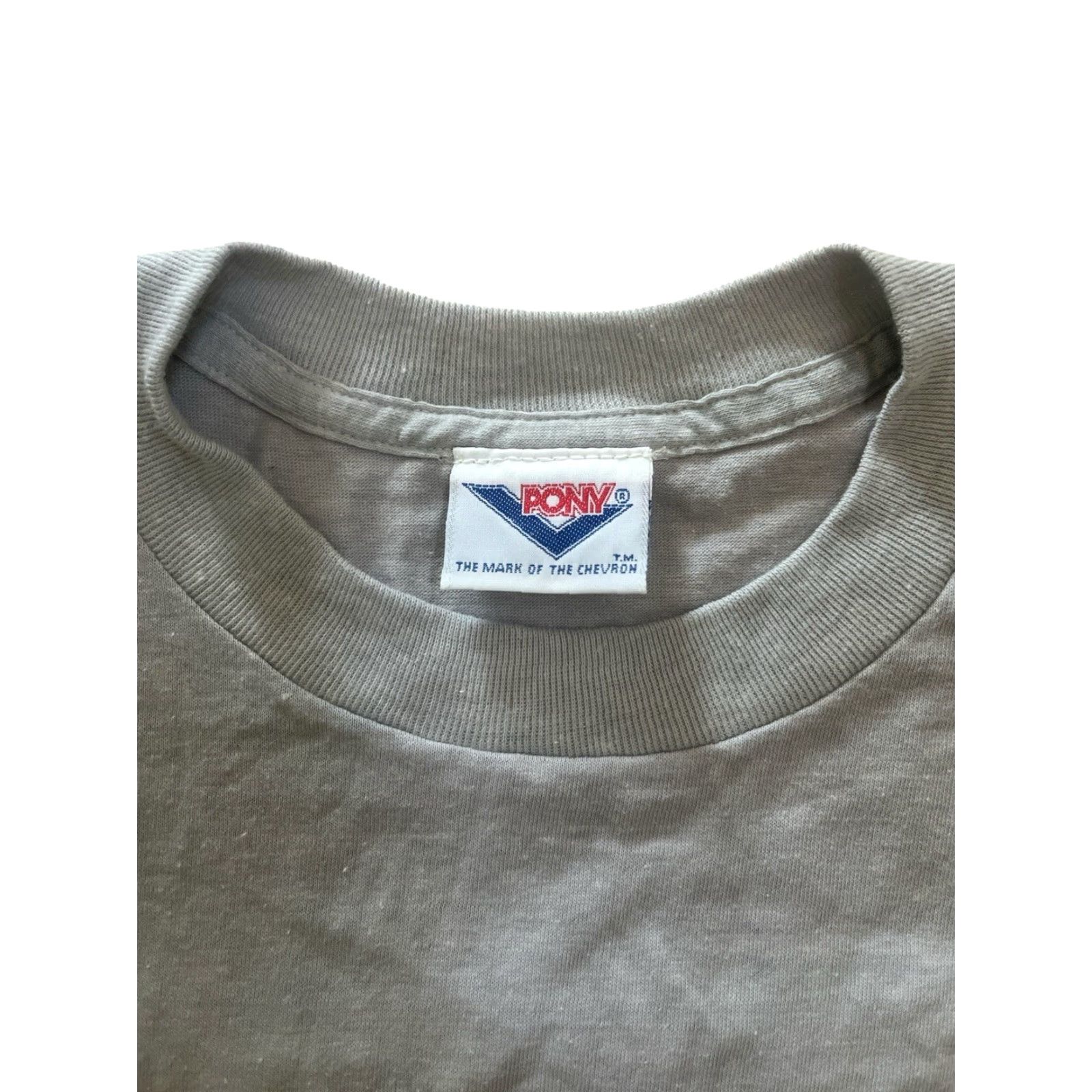 PONY VINTAGE PONY T-Shirt Mens M Gray 90s Deadstock NWT USA Made Crew Neck Cotton Blend 29" Long 18" Across 8.5" Sleeves Size US M / EU 48-50 / 2 - 5 Thumbnail