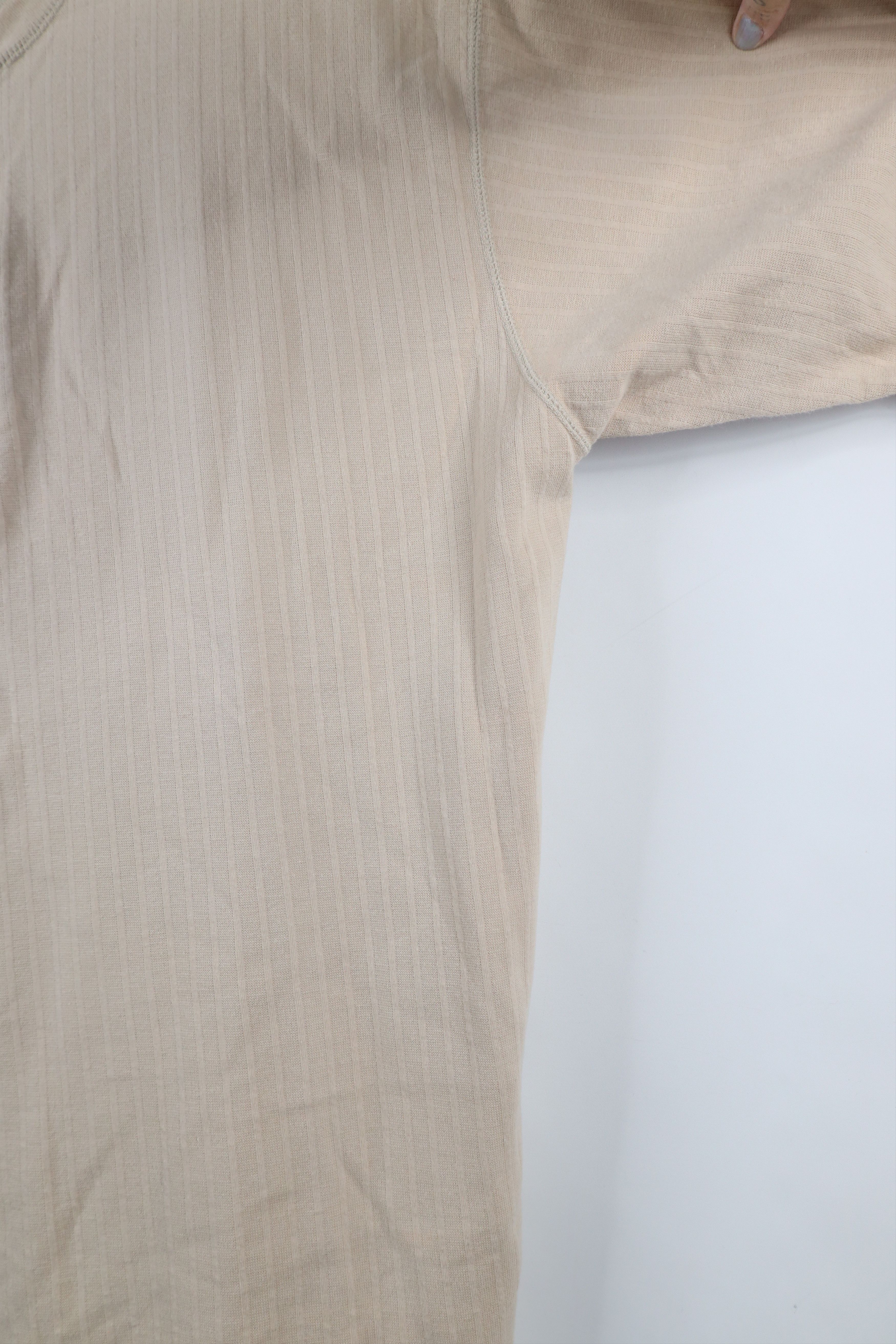 Vintage Vintage 90s Streetwear Striped Knit Henley T-Shirt Beige Size US XL / EU 56 / 4 - 8 Thumbnail
