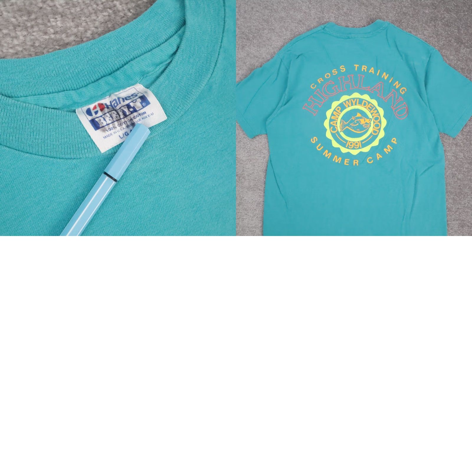 Vintage VINTAGE 90s Wyldwood Summer Camp T-Shirt Large Blue Short Sleeve Mens Size US L / EU 52-54 / 3 - 8 Thumbnail