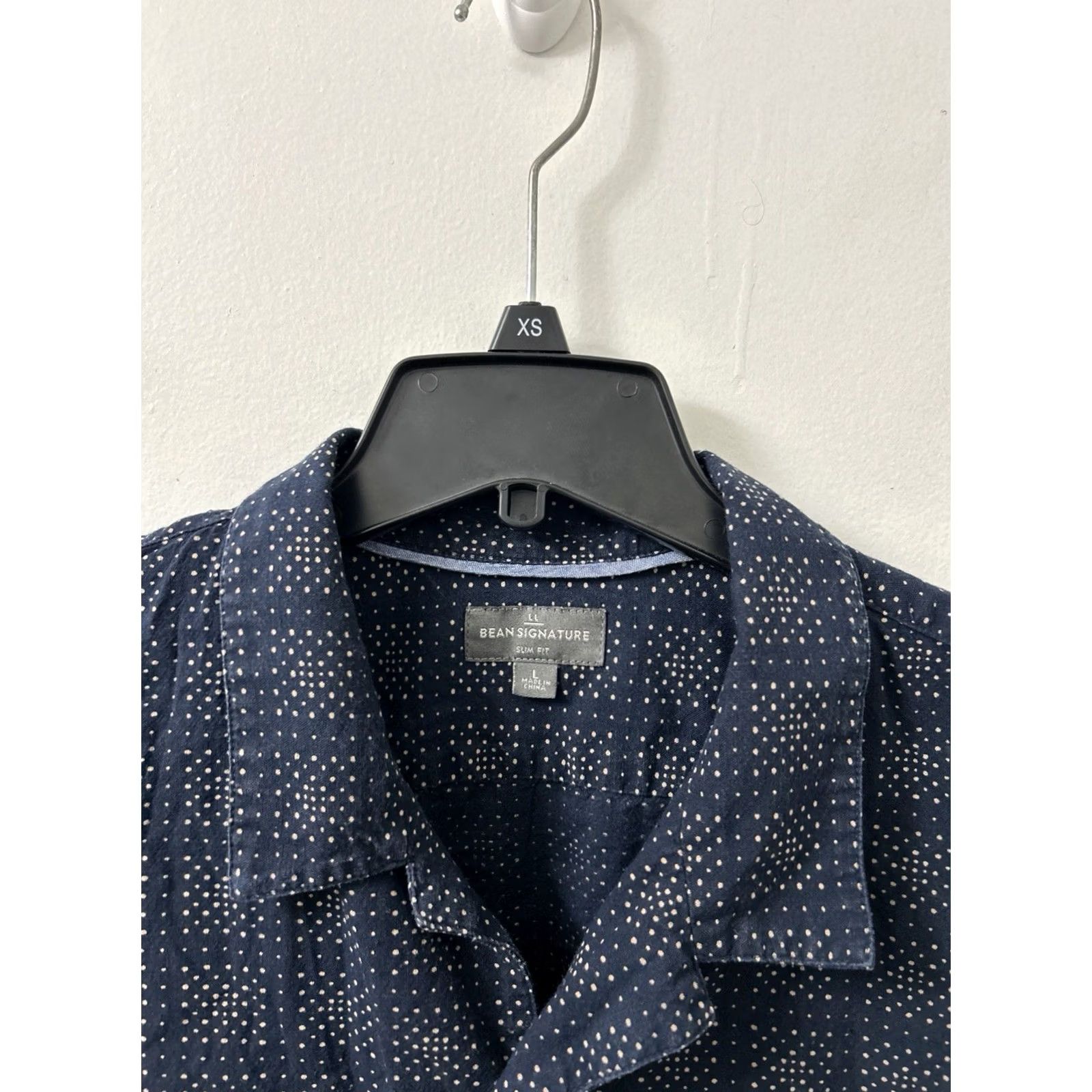 Vintage LL Bean Shirt Mens L Navy Blue Geometric Slim Fit Button-Down Short Sleeve Casual City Classic Size US L / EU 52-54 / 3 - 5 Thumbnail