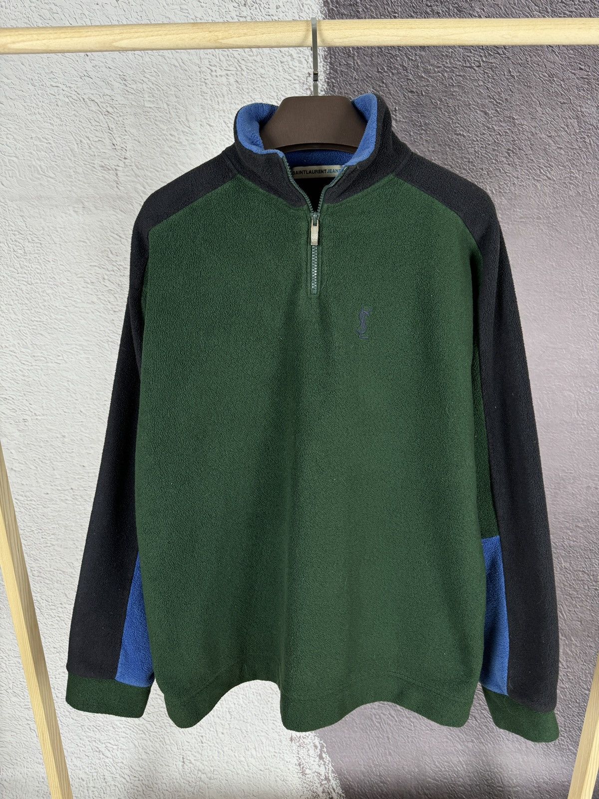 Vintage Saint Laurent Jeans vintage 1/4 zip pullover fleece sweater Size US XL / EU 56 / 4 - 2 Thumbnail