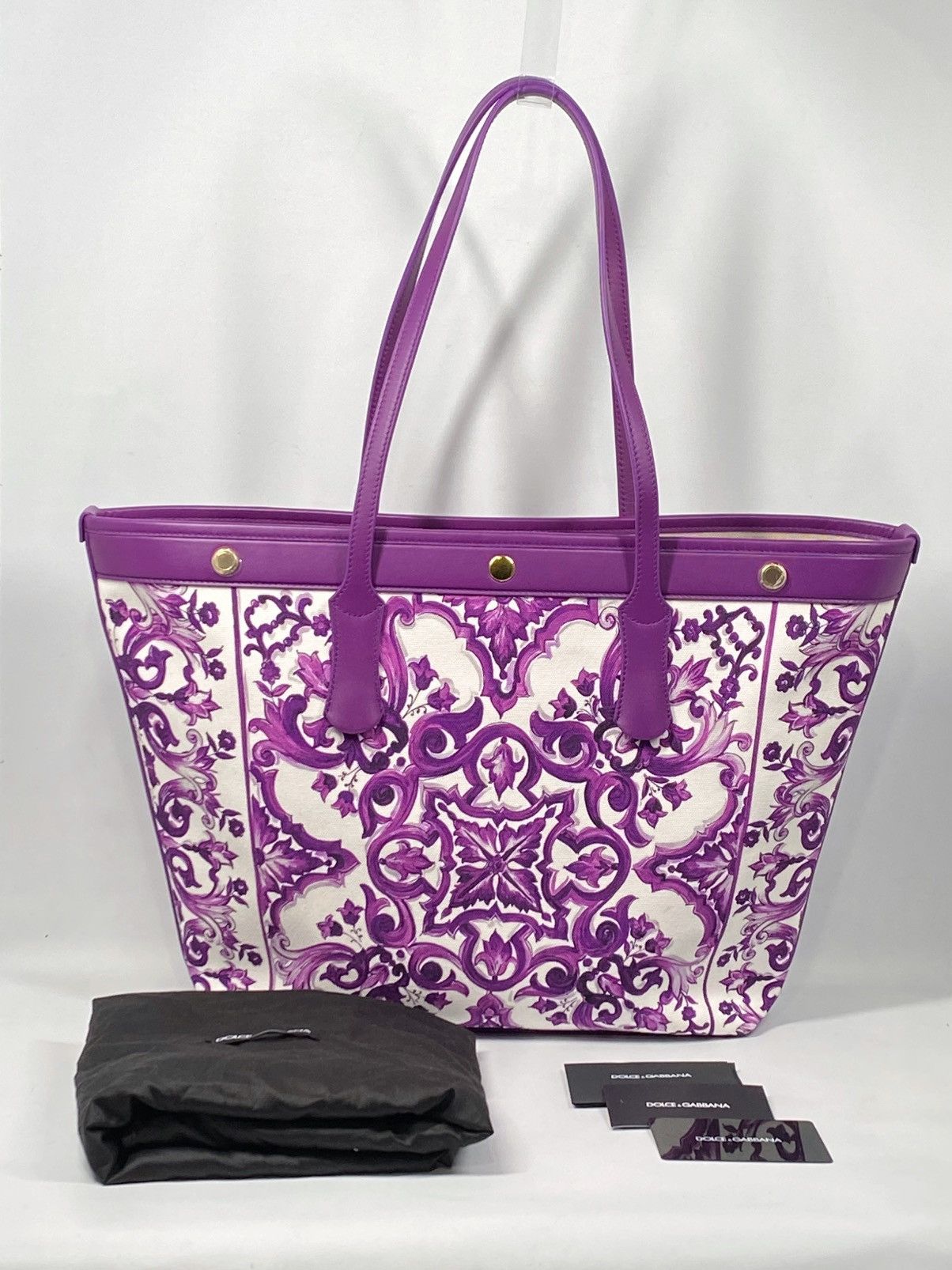 Dolce & Gabbana Dolce&Gabbana Majolica-Print Canvas Shopping Tote Bag Size ONE SIZE - 1 Thumbnail