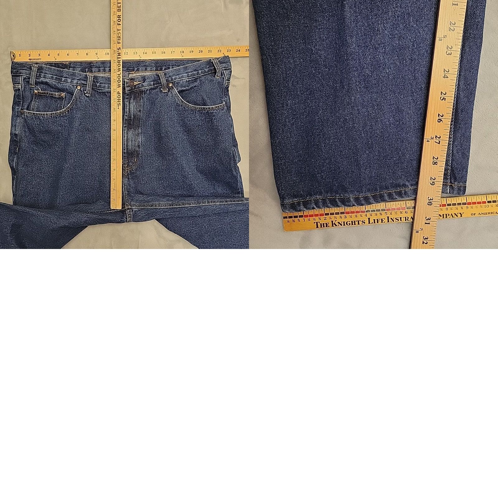 Denime FULL BLUE Jeans Mens 46x30 Blue Denim 100% Cotton Work Comfort Straight 5-Pocket Baggy American Western Belt Loops Size US 30 / EU 46 - 8 Thumbnail