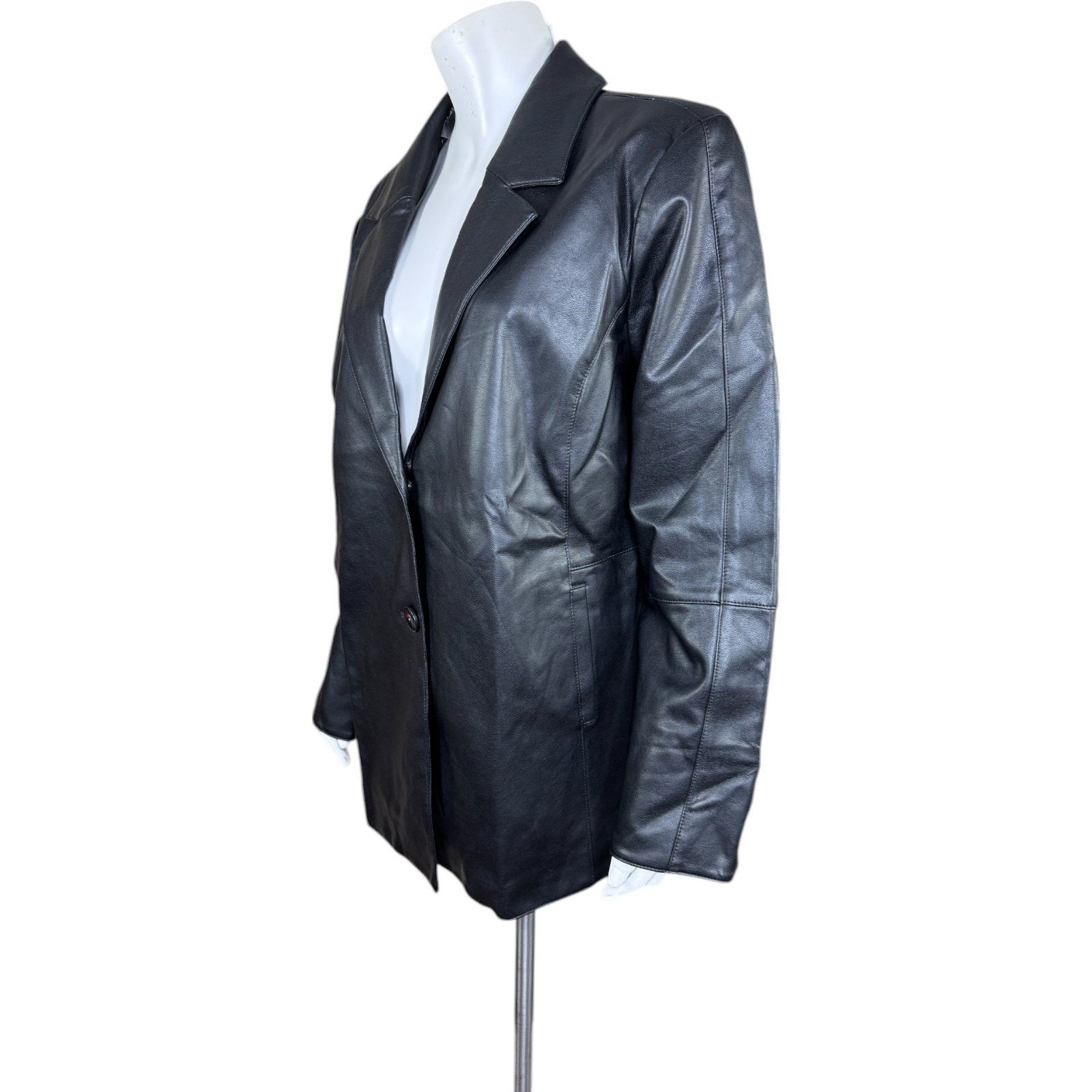 Other Dennis Basso Luxe Faux Leather Jacket Black Large Petite Size S / US 4 / IT 40 - 6 Thumbnail