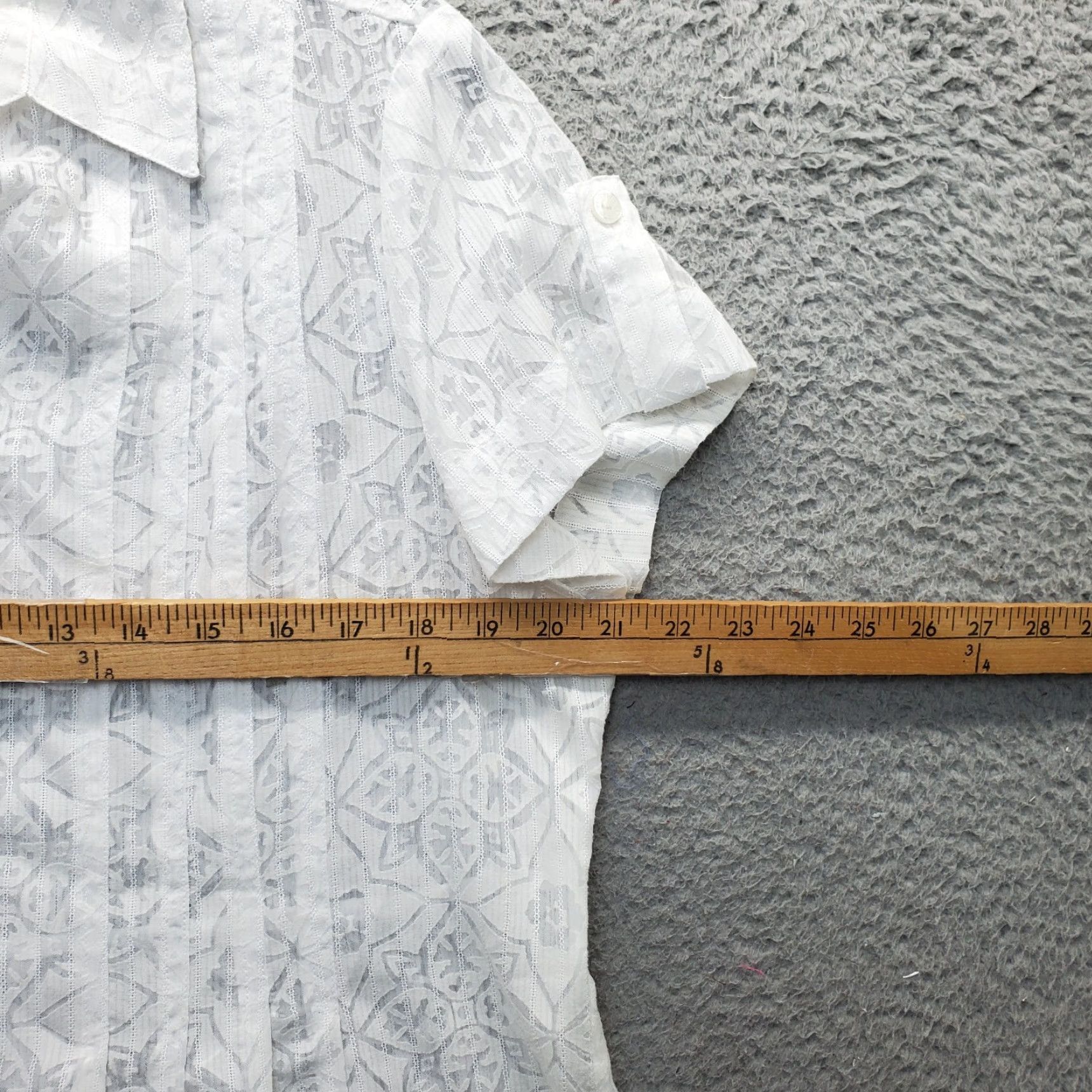 Coldwater Creek Coldwater Creek Shirt Womens PL White Floral Short Sleeve Button Front Size L / US 10 / IT 46 - 4 Thumbnail