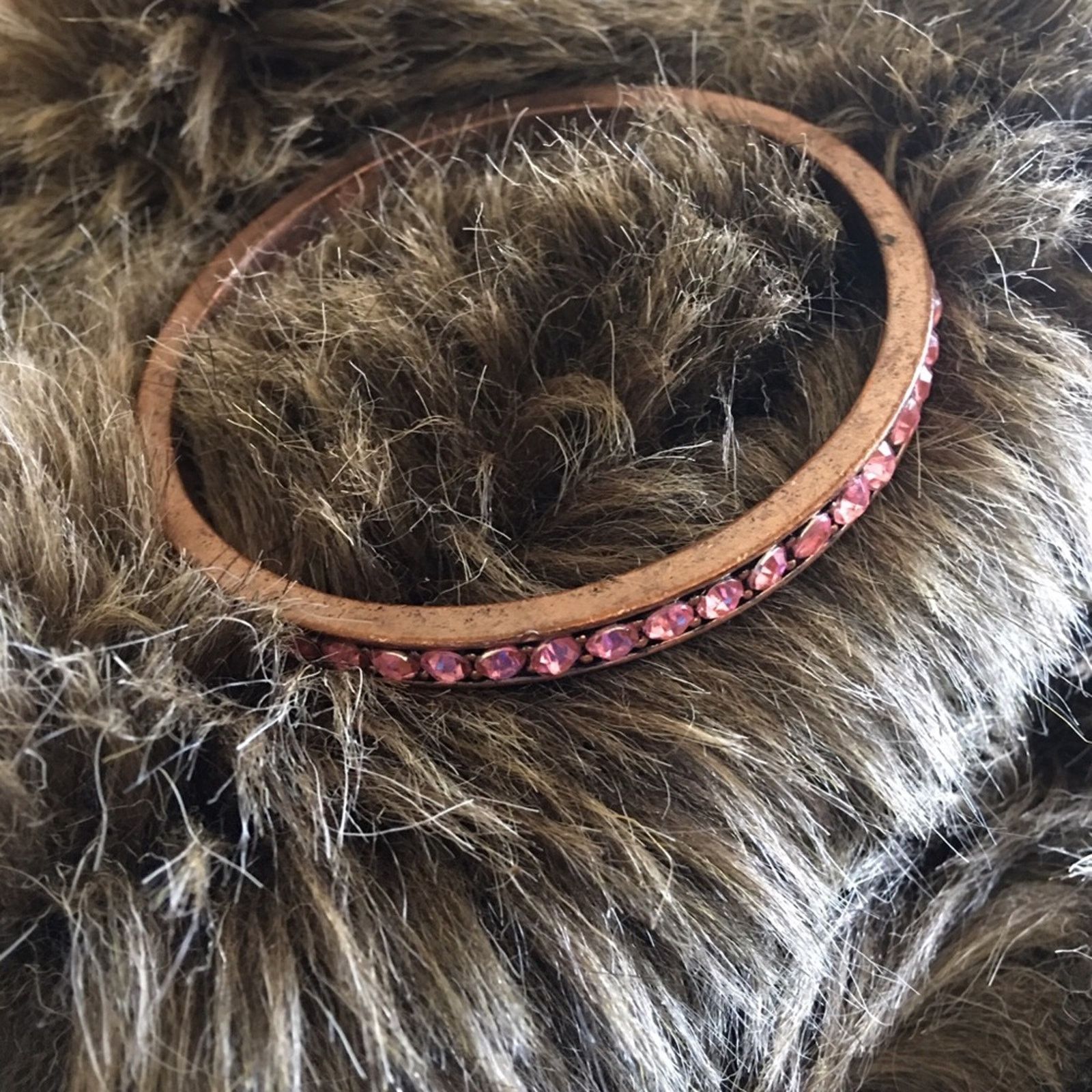 Vintage Vintage pink crystal rhinestone bangle bracelet Size ONE SIZE - 4 Thumbnail