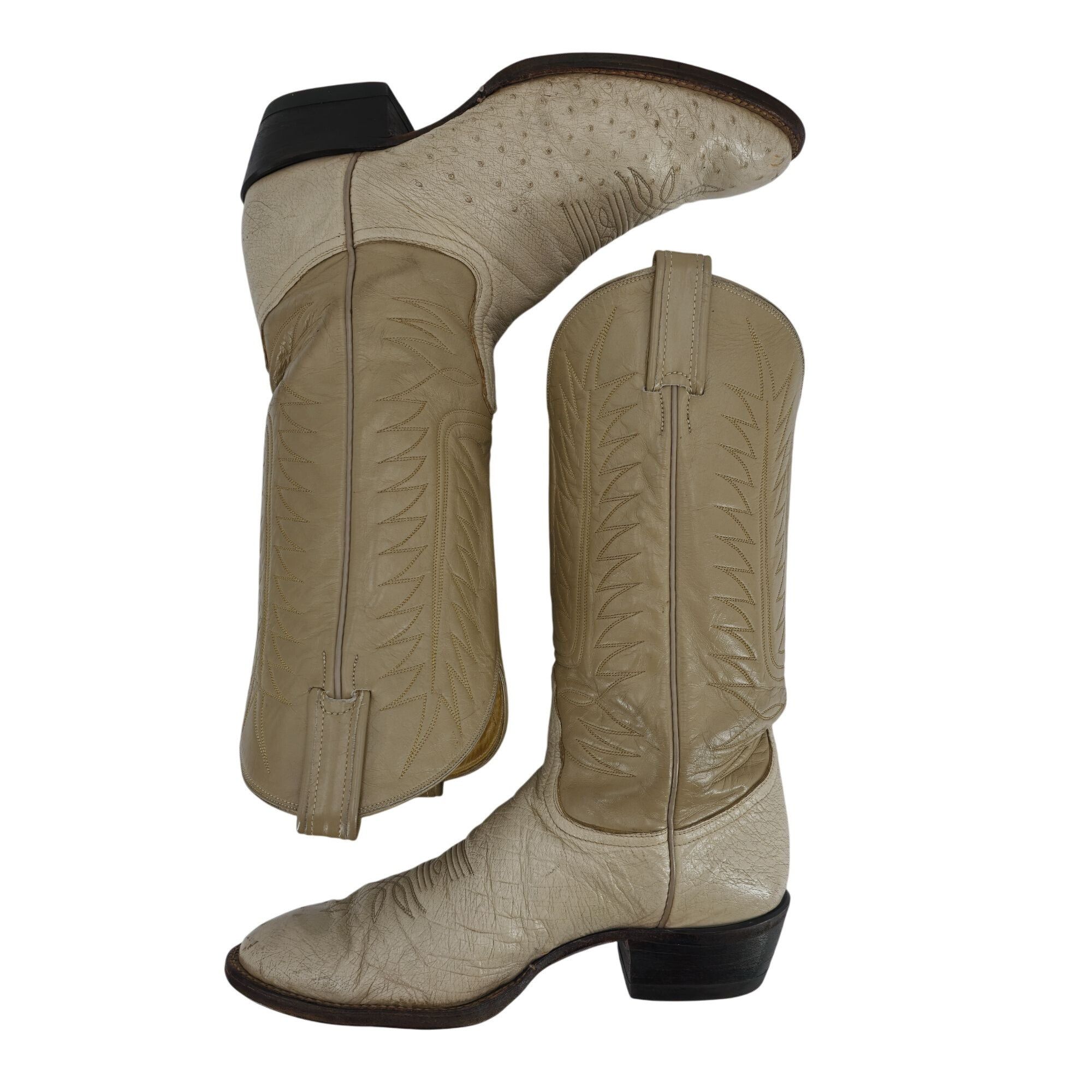 Tony Lama Tony Lama Exotic Ostrich Men Size 9.5D Cream Beige Leather Size US 9.5 / EU 42-43 - 11 Thumbnail