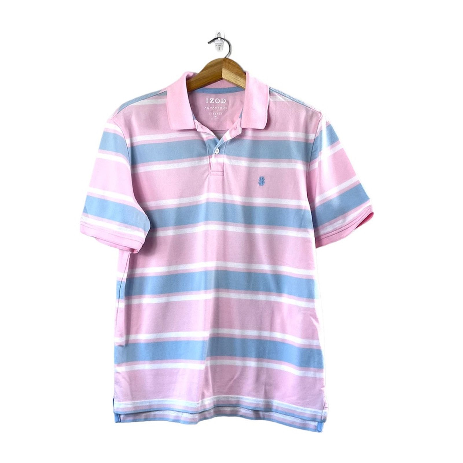 Izod Women's Pink and Blue Striped Izod Polo Shirt M Size M / US 6-8 / IT 42-44 - 1 Thumbnail