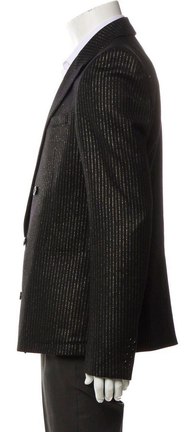 Saint Laurent Paris SAINT LAURENT Double-Breasted Black Pinstripe Blazer Size 50 Size 50R - 2 Thumbnail