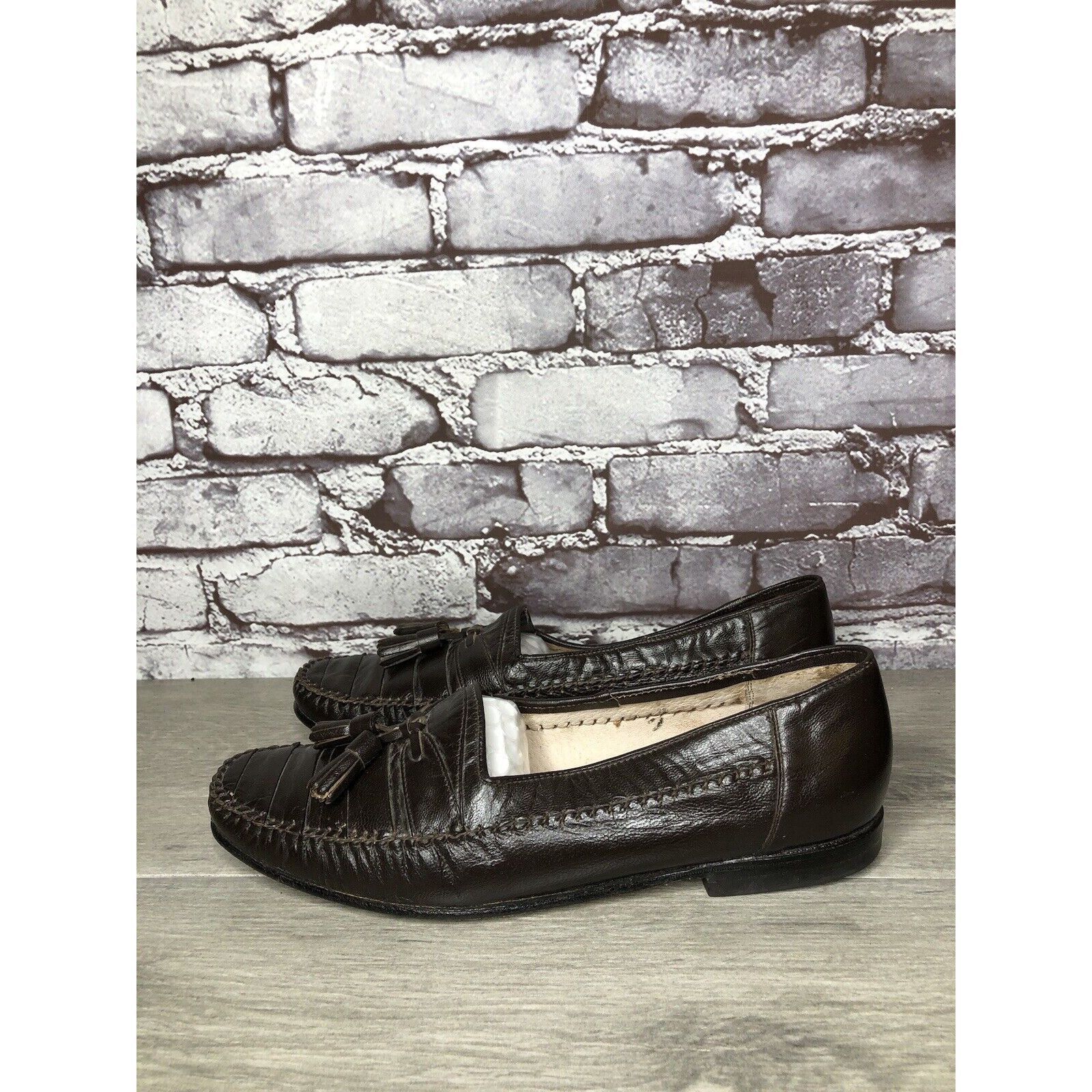Other Andre Verger Brown Leather Tassel Loafers Handsewn Shoes Men Size US 8 / EU 41 - 9 Thumbnail