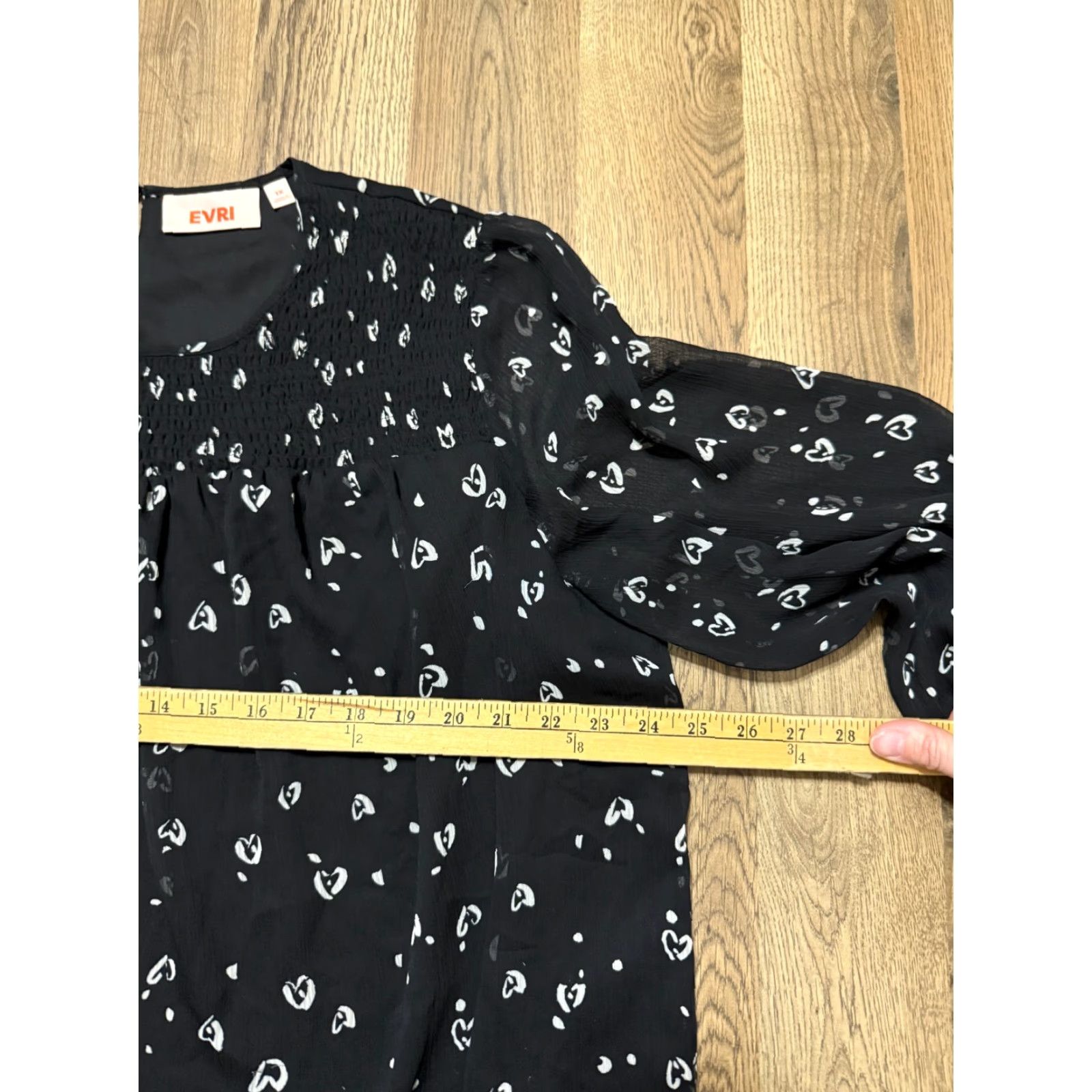 Vintage EVRI Blouse Women's Plus Size 1X Black White Heart Novelty Print Long Sleeve Size XL / US 12-14 / IT 48-50 - 6 Thumbnail