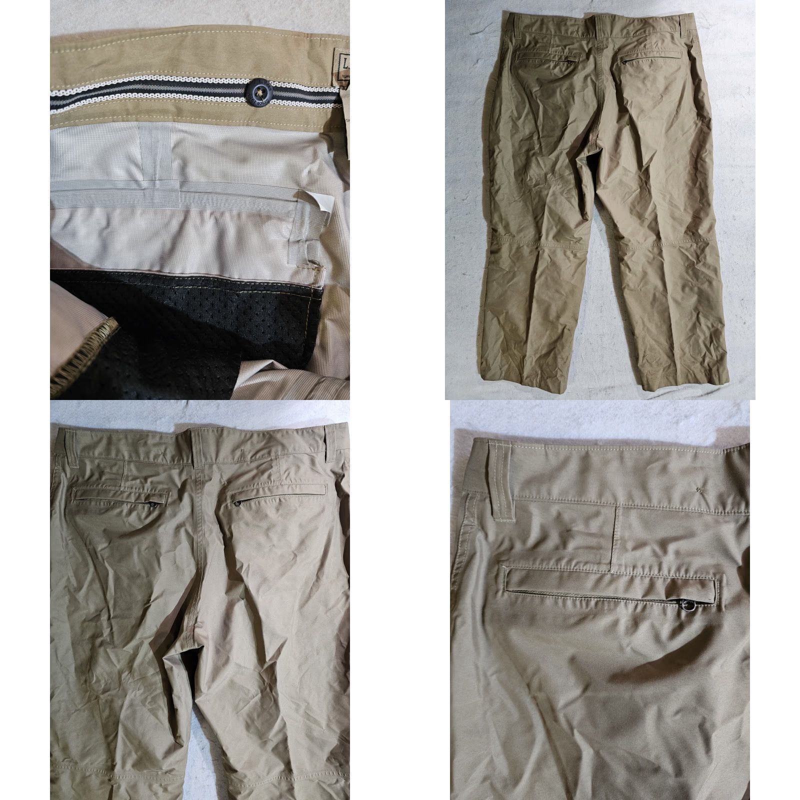 Vintage LL Bean Classic Polyester Hiking Pants Rain Resistant Mens 42x29 Reinforced Beige 5-Pocket Design Moisture Wicking Quick Dry Stretch Size US 42 / EU 58 - 8 Thumbnail